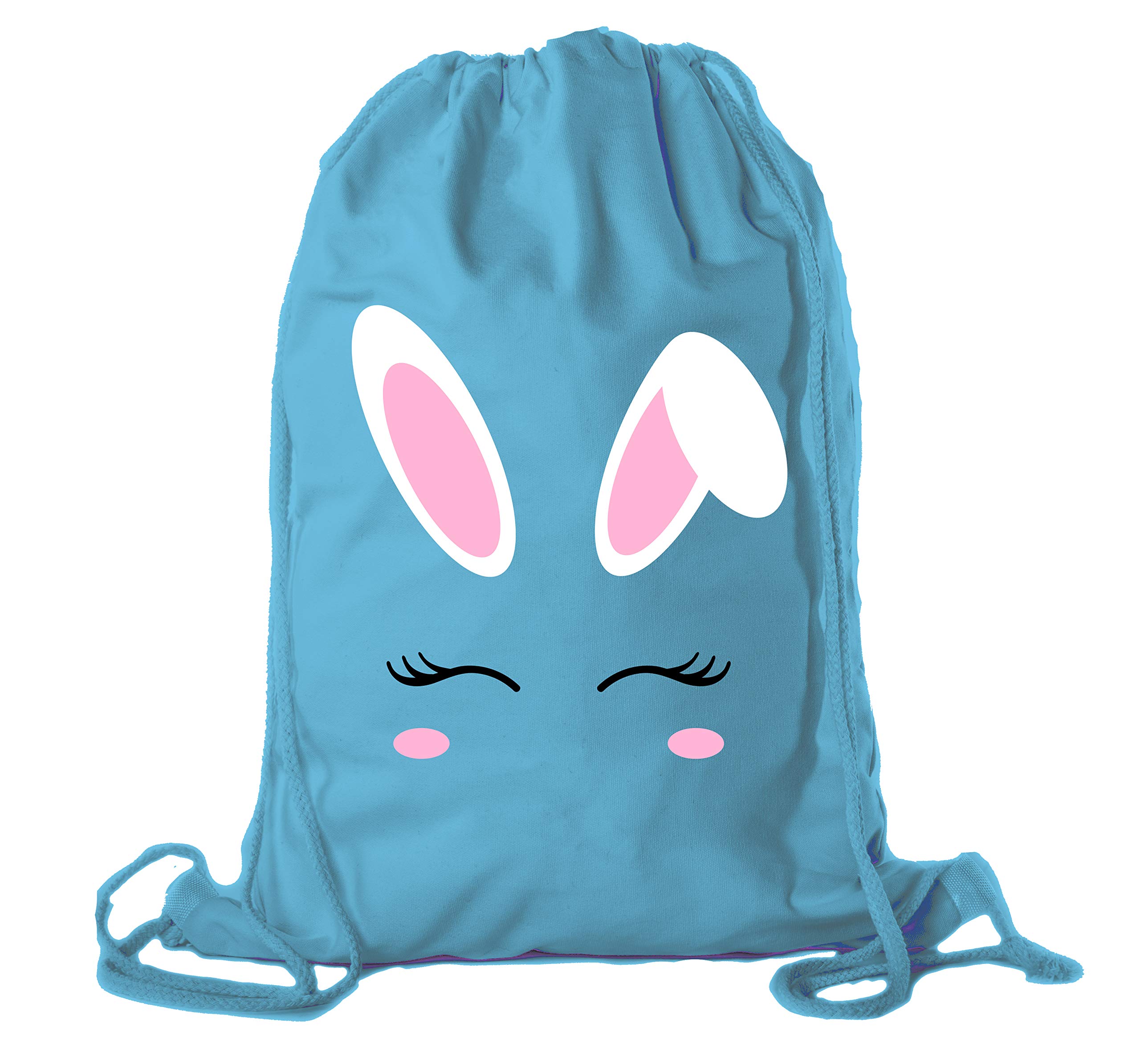 Easter Basket Backpack - Bulk Cotton Drawstring Cinch Bags for Easter Bunny Gifts (Bunny Face Design) - Perfect for Easter Egg Hunts, Party Favors & Classroom Treats