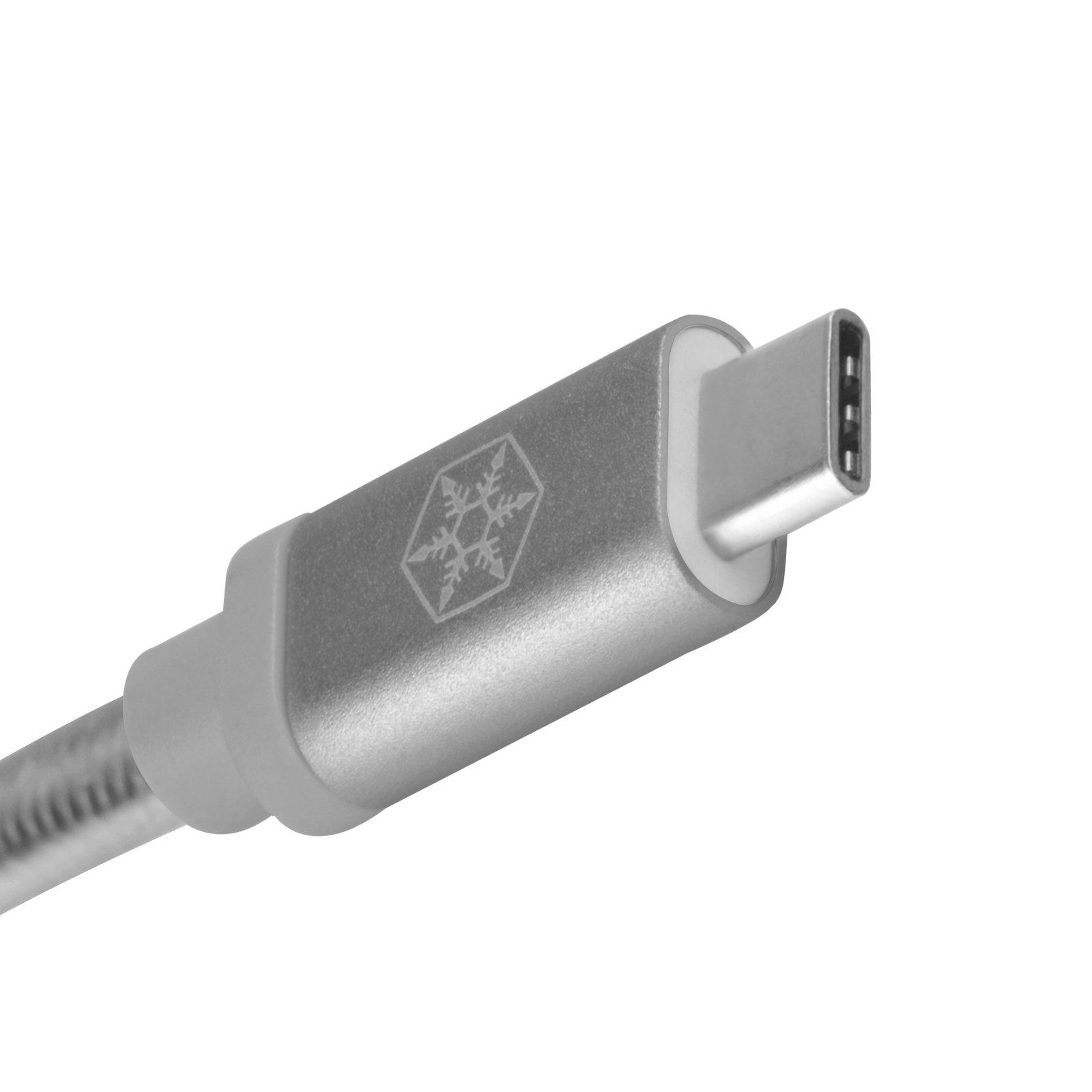 SilverStone SST-CPU05C-500 Reversible USB-C to USB-A Cable - 0.5m Nylon Braided Fast Charging & Data Sync Cord for Smartphones, Tablets & Laptops - Durable Charcoal Gray Cable for Home, Office & Travel Use