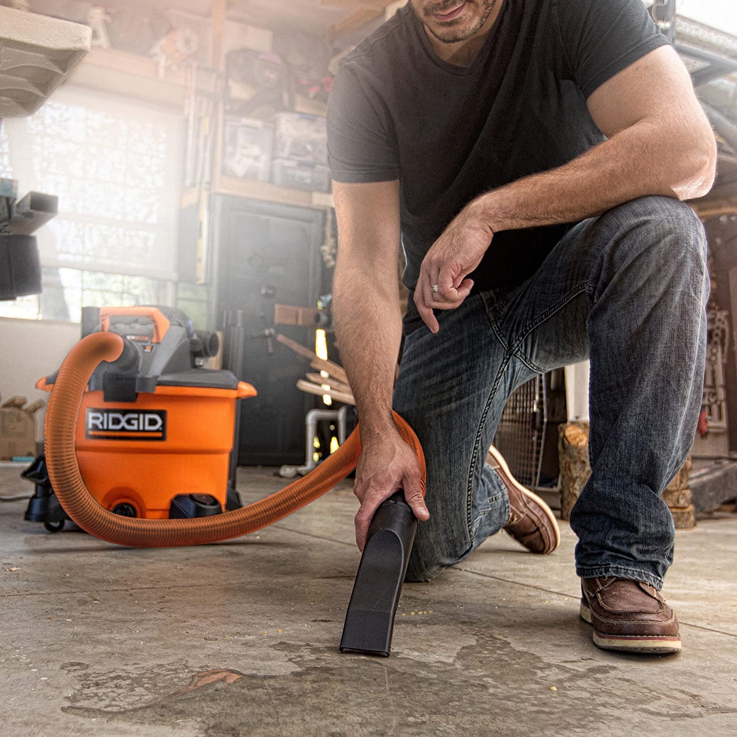 RIDGID VAC1200 12-Gallon Heavy Duty Wet Dry Vacuum Cleaner & Blower - 5.0 HP Detachable Leaf Blower with Pro Hose - Ideal for Garage, Workshop, Construction Sites and Outdoor Cleaning
