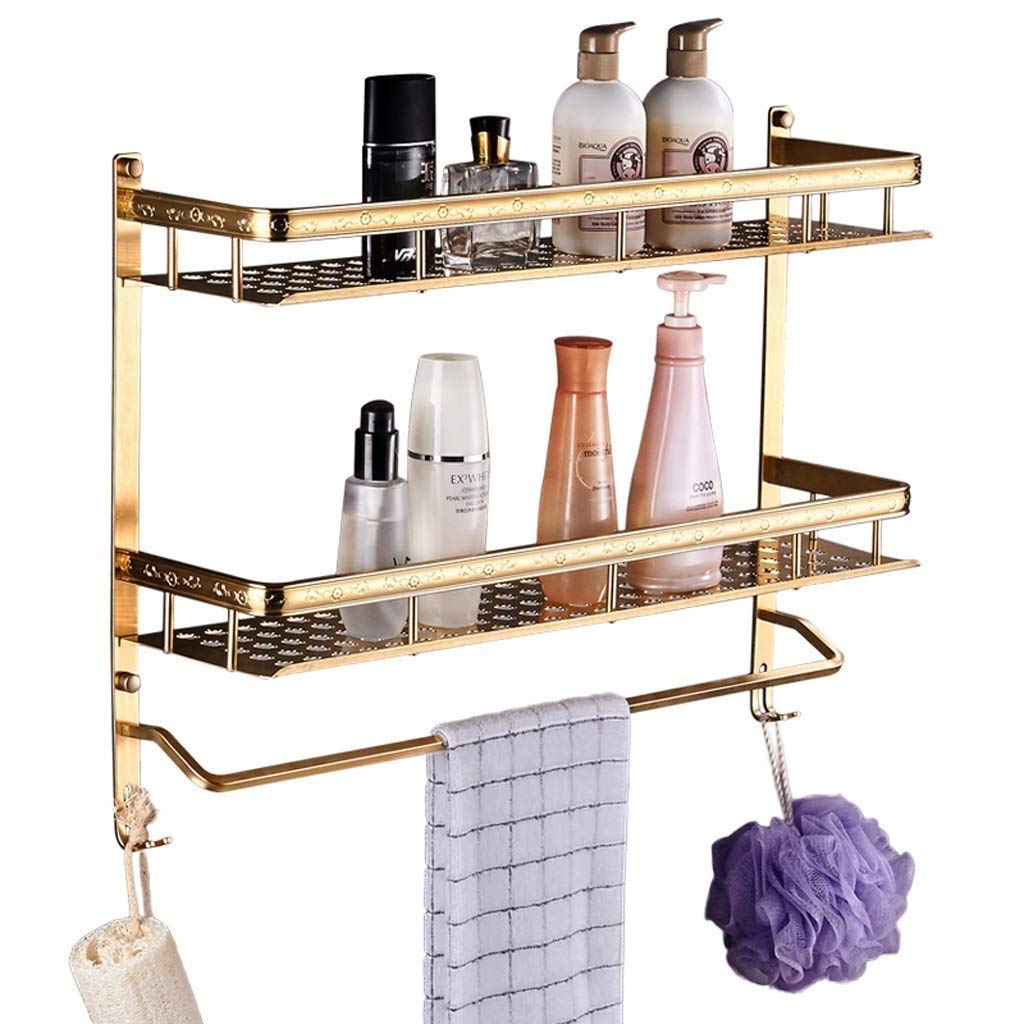 Space Aluminum Bathroom Shelf - Wall Mounted Storage Organizer for Cosmetics & Towels - Single/Double Layer with Punching Installation (40cm, Single Layer) - Perfect for Small Bathrooms & Vanity Organization