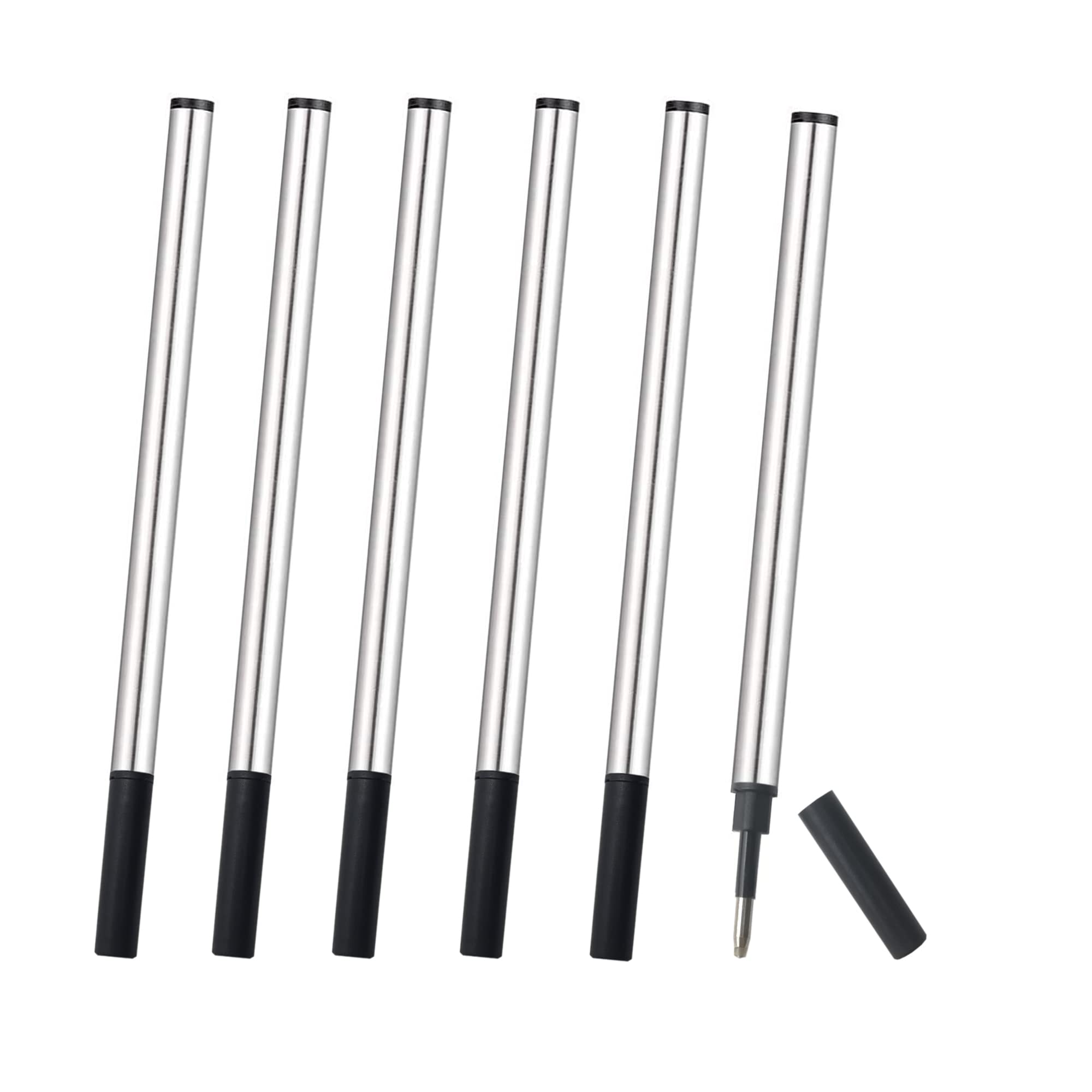 6-Pack Black Ink Pen Refills - 0.7mm Medium Point Gel Rollerball Refills (4.37