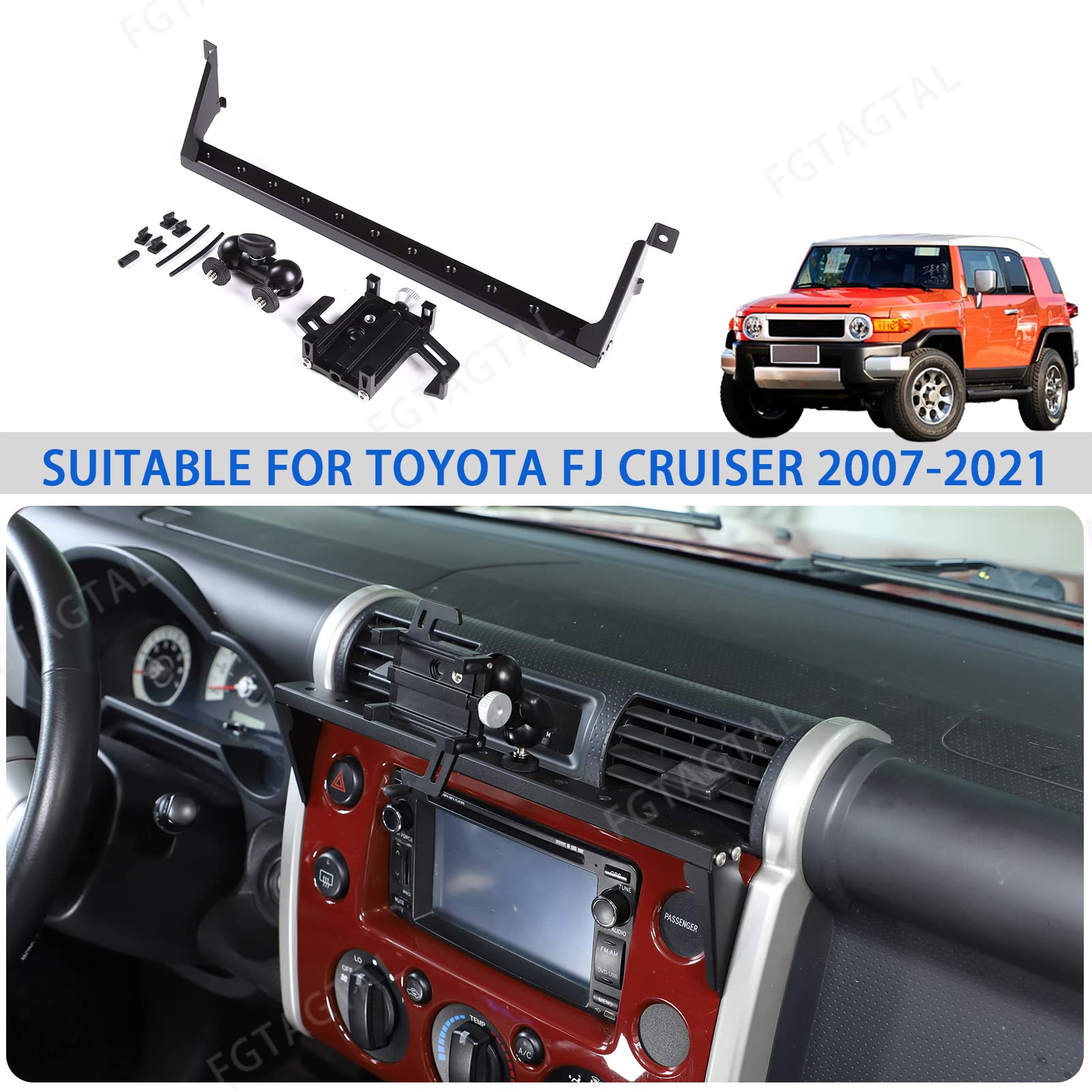 Universal Car Phone Mount Holder for Toyota FJ Cruiser 2007-2021 - Dashboard & Air Vent Compatible, Hands-Free Bracket for iPhone & Android - Perfect for Road Trips, GPS Navigation & Safe Driving