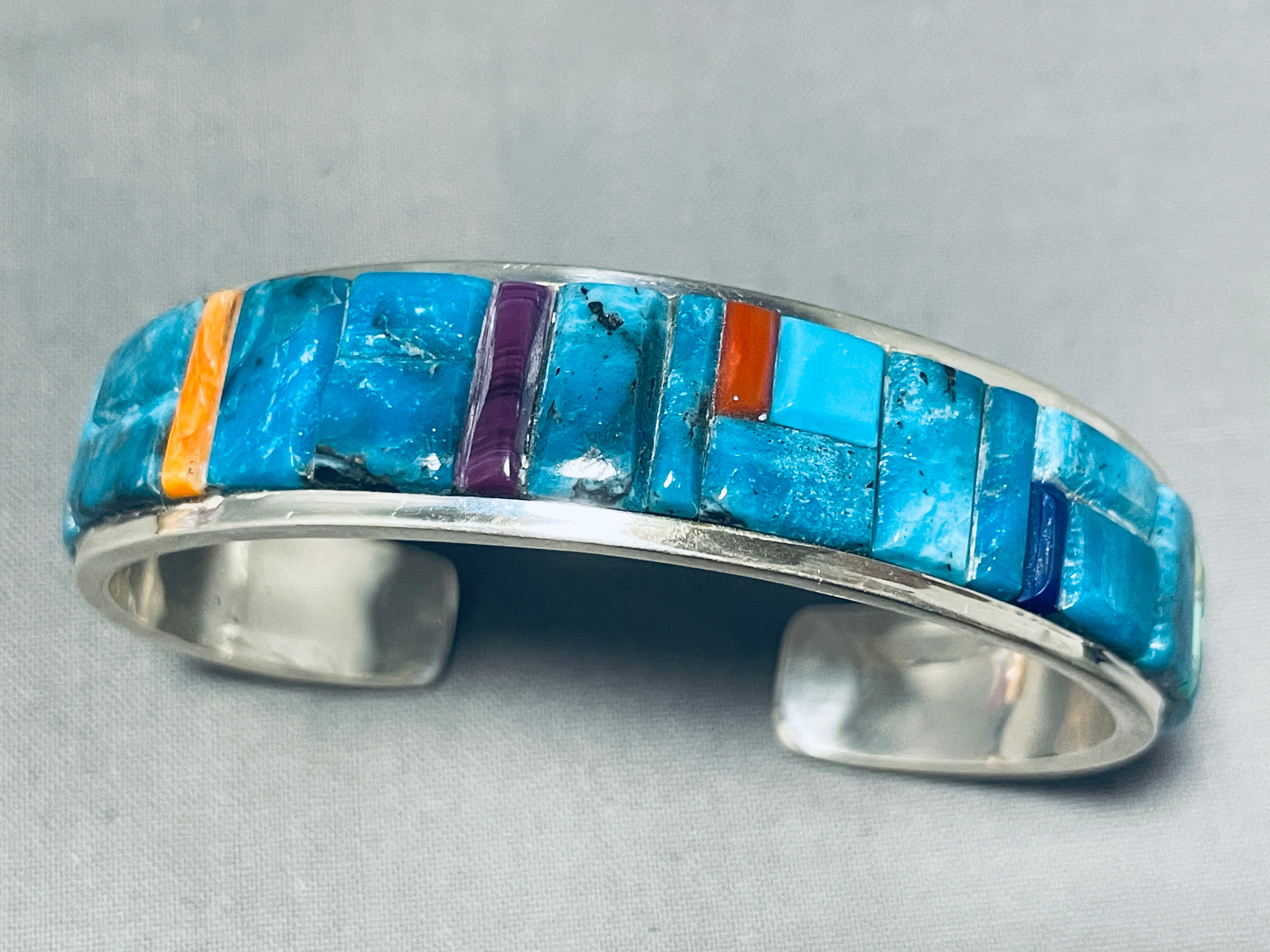 6.5 Inch Navajo Turquoise Sterling Silver Bracelet - Handmade by T. Yazzie - Authentic Native American Jewelry for Women & Men - Perfect for Boho, Western & Festival Fashion