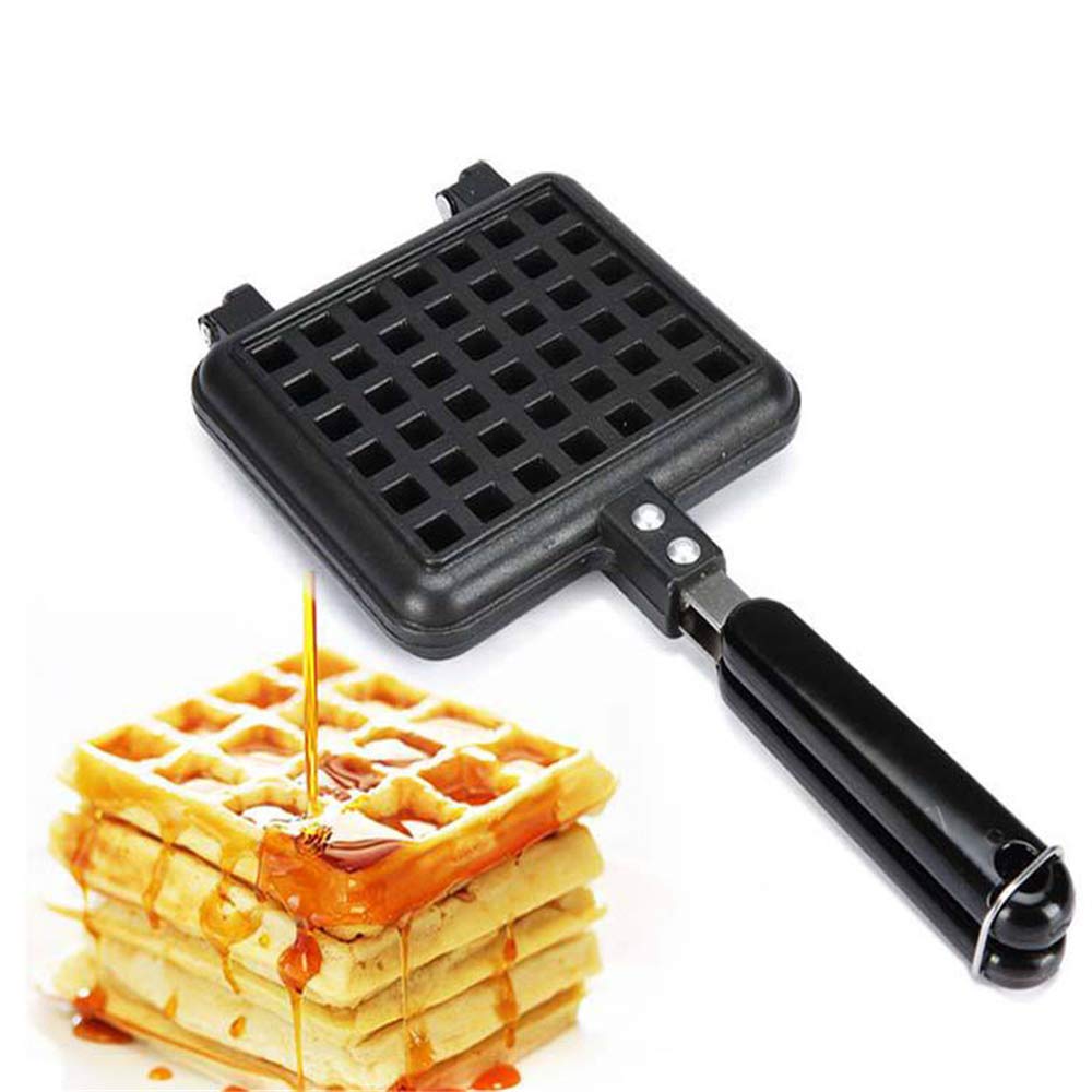 VolksRose Premium Non-Stick Waffle Maker - Stovetop Sandwich Panini Press & Cone Cake Mold - Aluminum Alloy Cooking Pan with Handle - Perfect for Kitchen, Camping, Picnics & Outdoor Cooking