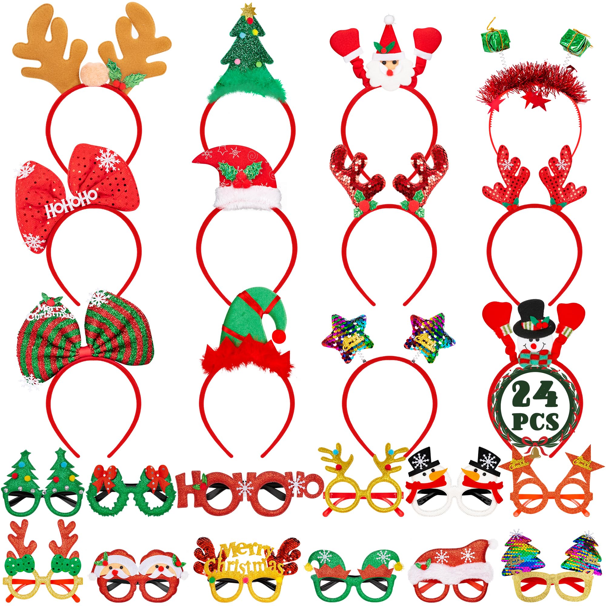 Christmas Party Favors - Cute Glasses Headbands Set for Women & Girls | Fun Holiday Accessories with Glasses Frames | Perfect for Christmas Parties, Costume Events & Photo Booths