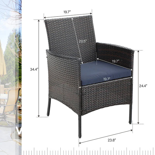 PHI VILLA 8-Piece Outdoor Patio Dining Set with 13-Foot Umbrella - Large Rectangle Metal Table & Weather-Resistant Cushioned Rattan Chairs - Perfect for Backyard, Garden, Poolside & Terrace Entertaining
