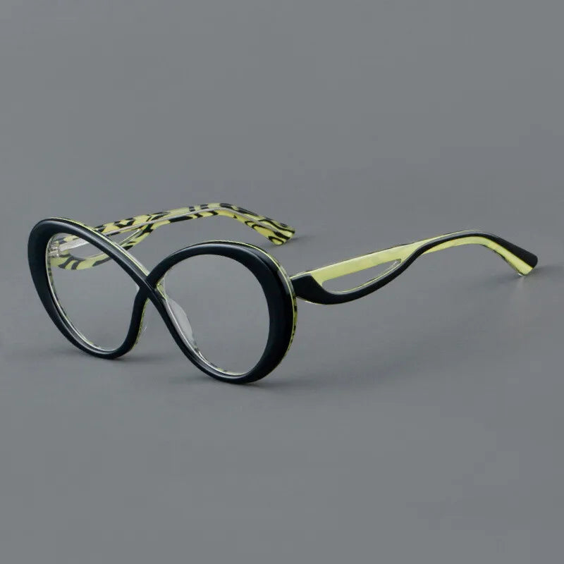 CCspace Unisex Full Rim Oval Cat Eye Acetate Eyeglasses Frame 30793 - Stylish Retro Glasses for Men & Women, Perfect for Office, Reading & Fashion Accessories