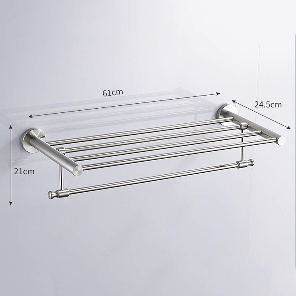 Stainless Steel Bathroom Towel Rack & Shelf Organizer - 60cm Chrome Wall Mounted Double Towel Bar for Bathroom & Shower Storage | Perfect for Small Spaces, Modern Home Decor & Spa-Like Bathroom Experience