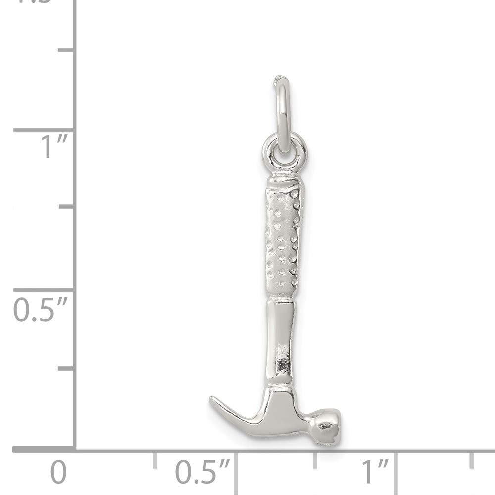 925 Sterling Silver Hammer Pendant Charm Necklace - 24mm x 11mm Solid Silver Jewelry for Men & Women - Perfect for Gifts, DIY Jewelry Making, and Everyday Wear
