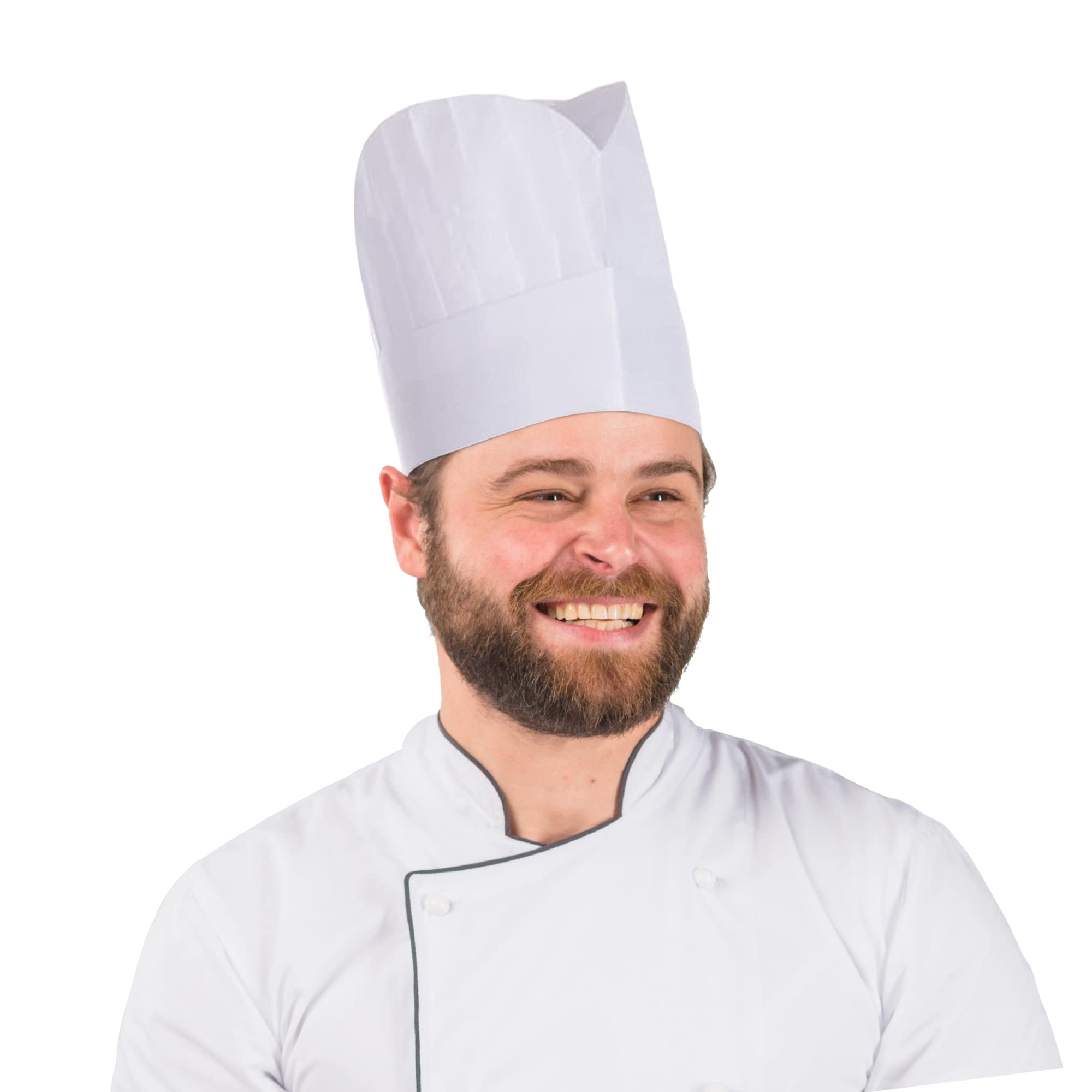 EZGOODZ Bulk White Chef Hats - Pack of 50 Disposable 12