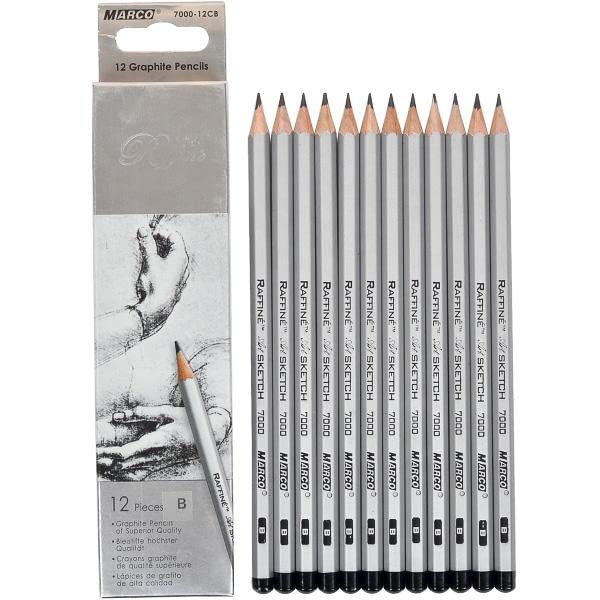 Marco Raffine 12-Piece Graphite Pencil Set - Perfect for Sketching & Shading | Artist & School Supplies