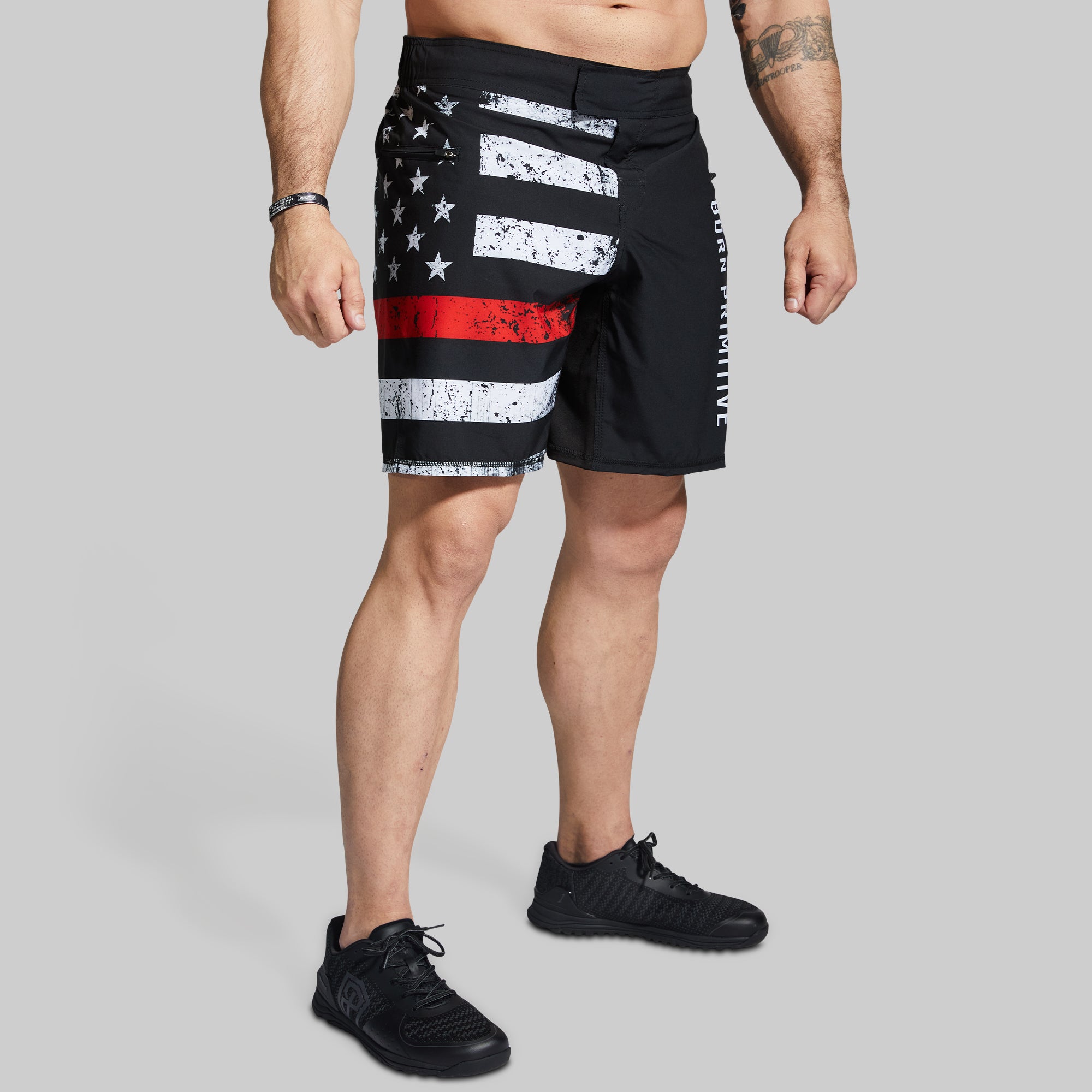 American Defender Short Velcro 3.0 Tactical Belt - Thin Red Line Edition for Law Enforcement, Military & First Responders | Durable Nylon Webbing for Everyday Carry & Duty Use