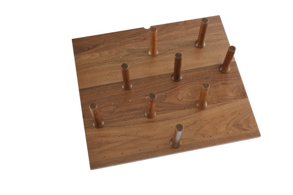 9-Peg Euro Natural Walnut Pegboard Drawer Insert Organizer - 24 Slots for Kitchen Utensils, Tools & Craft Supplies Storage