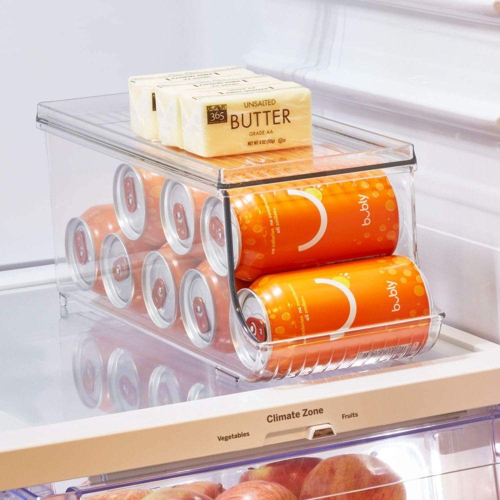 iDesign Linus Fridge Binz Can Organizer Plus - Space Saving Soda & Beer Can Storage for Refrigerator - Perfect for Kitchen, Pantry & Party Organization