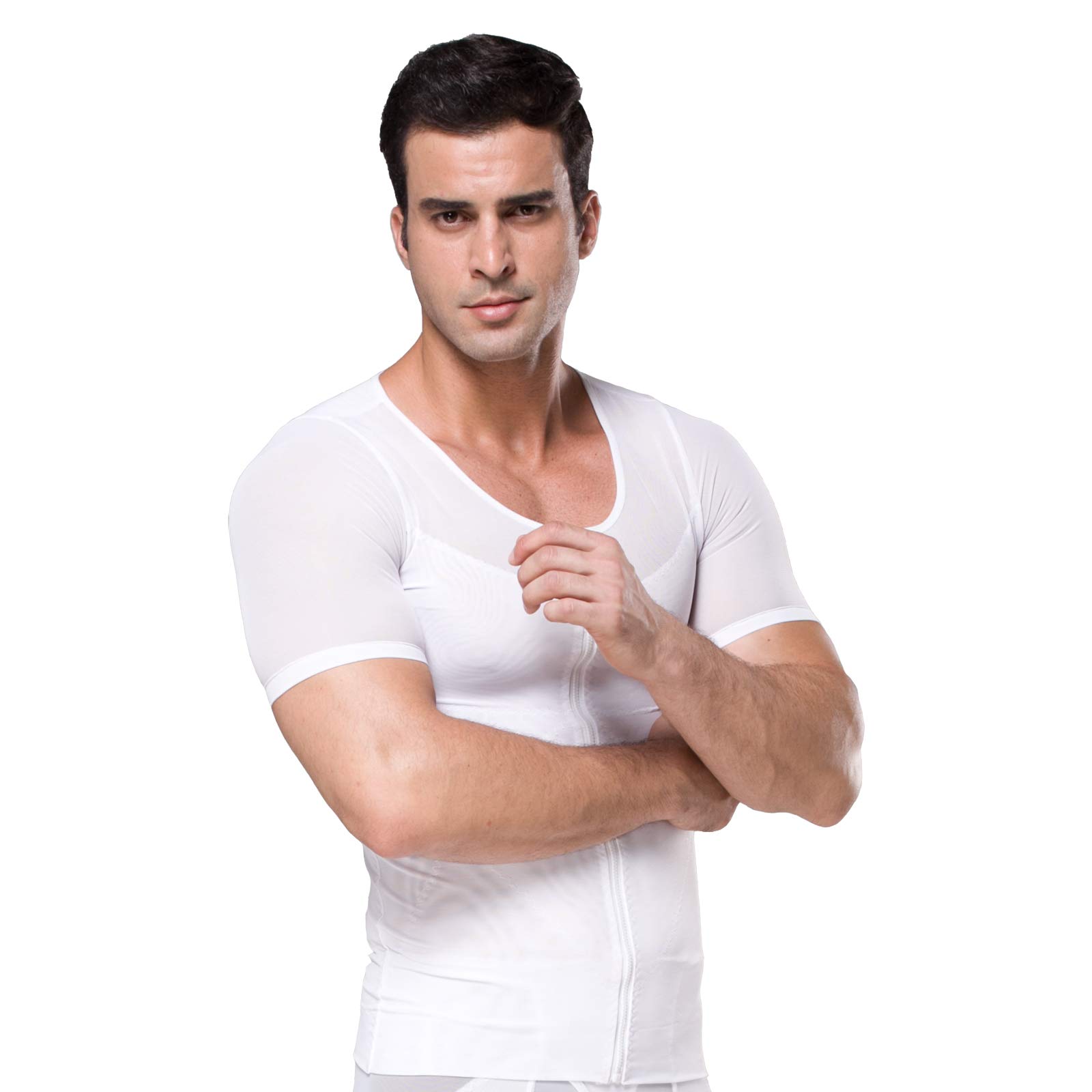 Tbrand Men's Slimming Undershirt Body Shaper Vest with Zipper - Comfortable Shapewear for Daily Wear & Layering