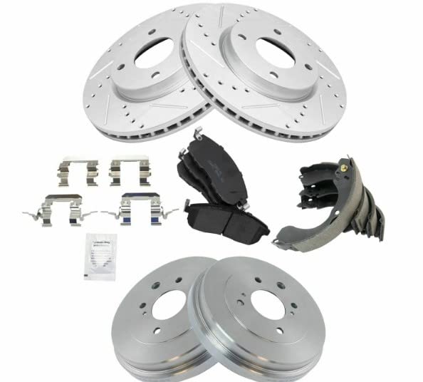 High-Performance Ceramic Front & Rear Brake Pads, Rotors & Drum Kit - Compatible with Nissan Vehicles | Smooth Stopping Power for City Driving & Highway Commutes