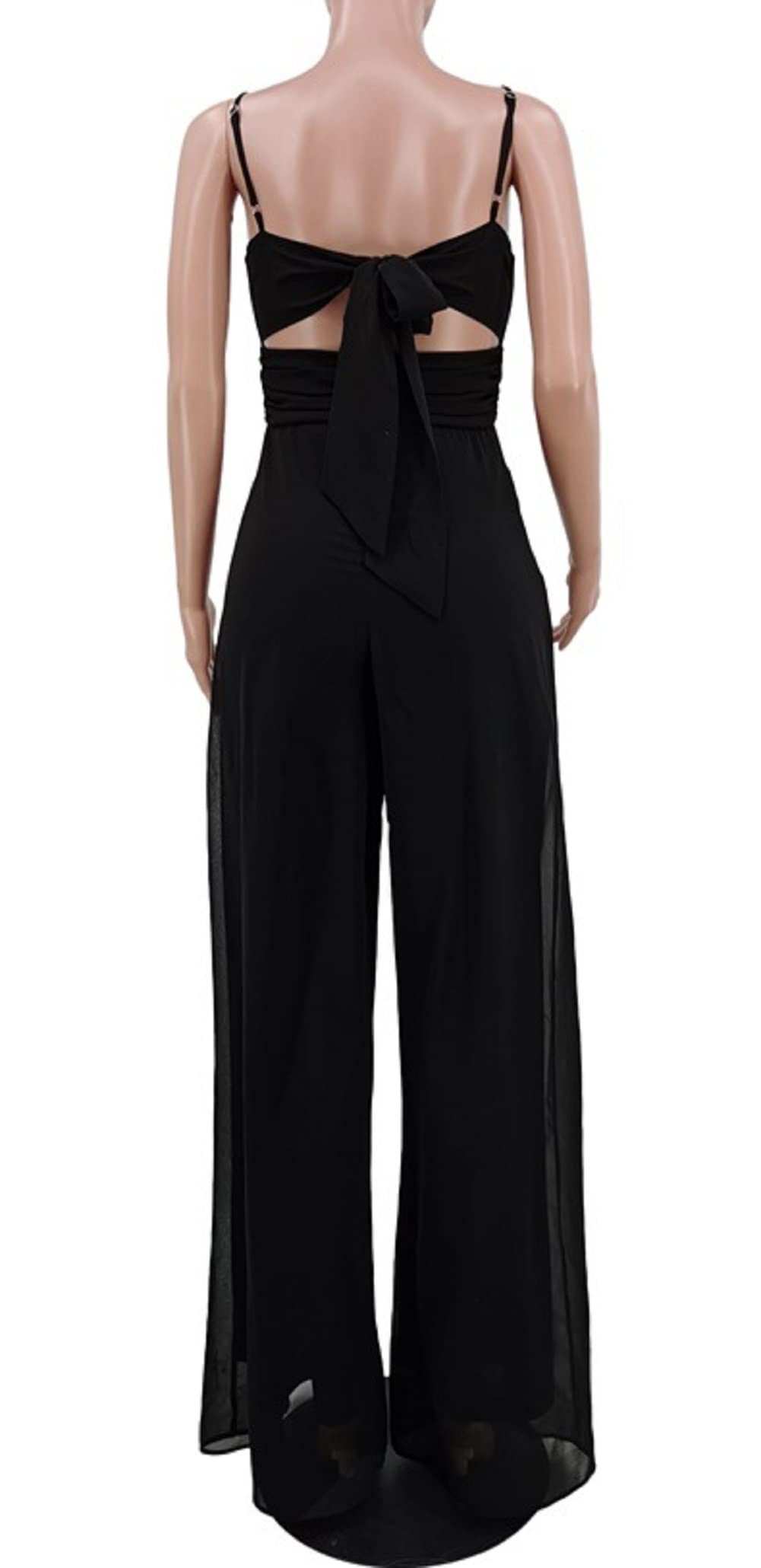 CHARTOU Women's Elegant Spaghetti Strap Backless Tummy Control Wide Leg Chiffon Jumpsuit | Sexy Summer Outfit for Beach, Party & Date Night