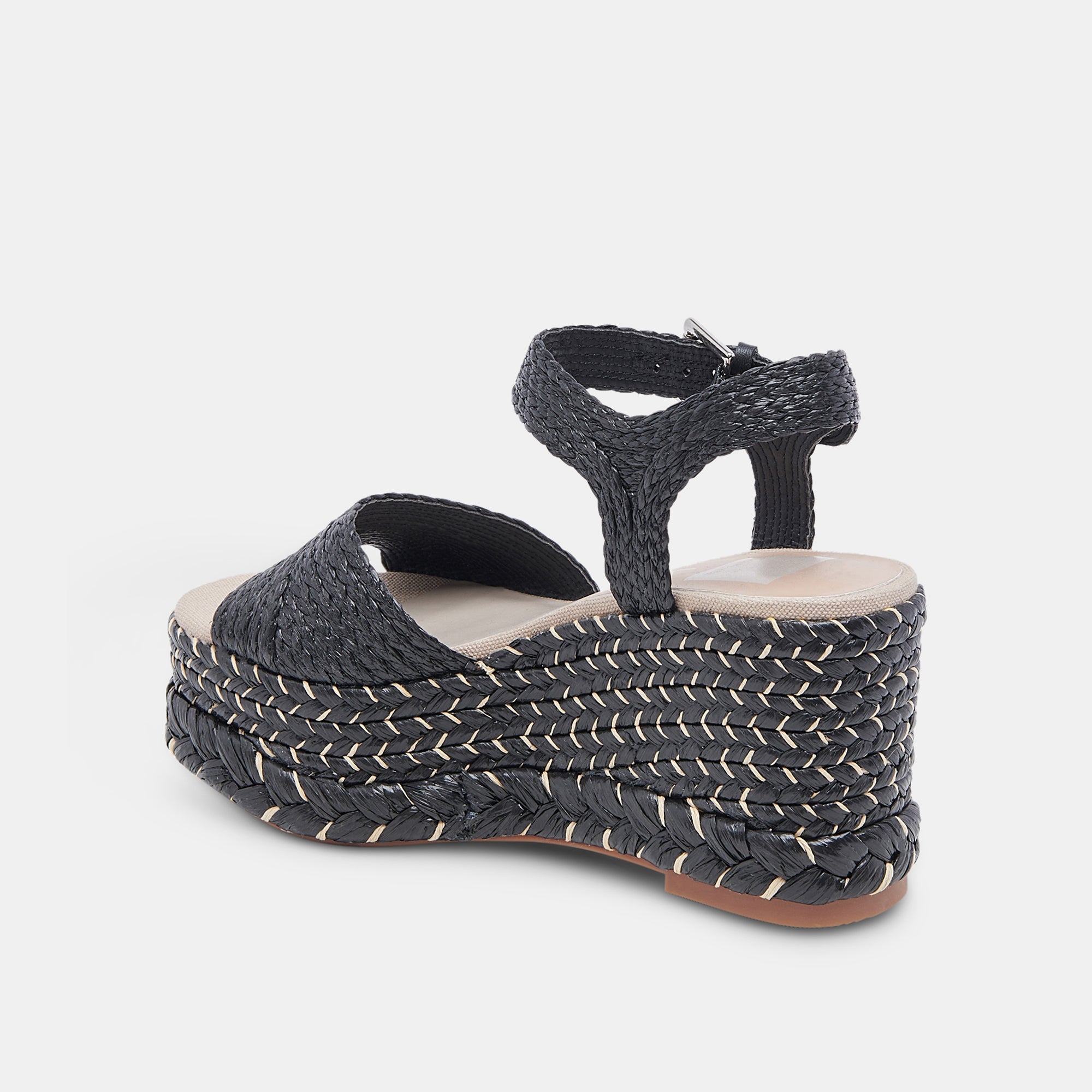 TIAGO Black Raffia Wedges for Women - Comfortable Summer Sandals with Adjustable Straps | Perfect for Beach, Vacation, and Casual Outings