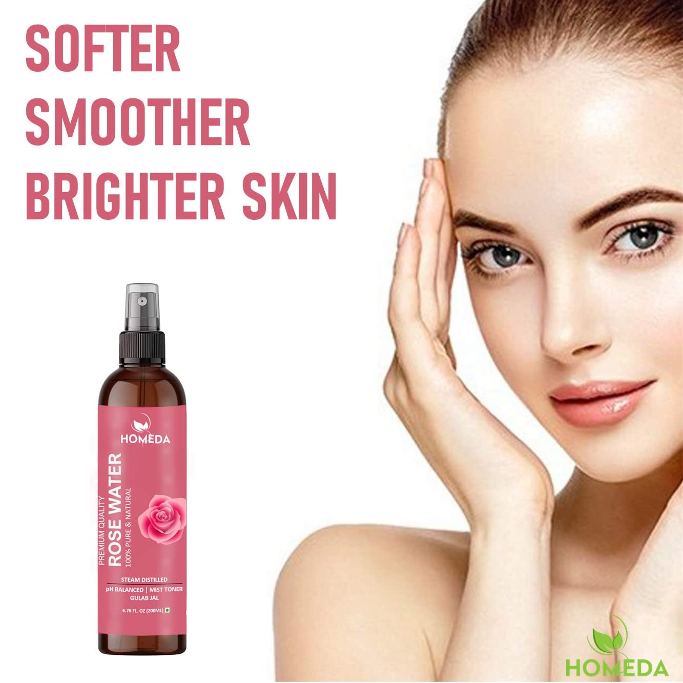 Pure Organic Rose Water Facial Spray (200ml x 2) - Steam Distilled Gulab Jal Toner for Glowing Skin & Hair Care - Hydrating Face Mist for Women & Men - Perfect for Daily Skincare Routine, Post-Workout Refresh & Travel Essentials