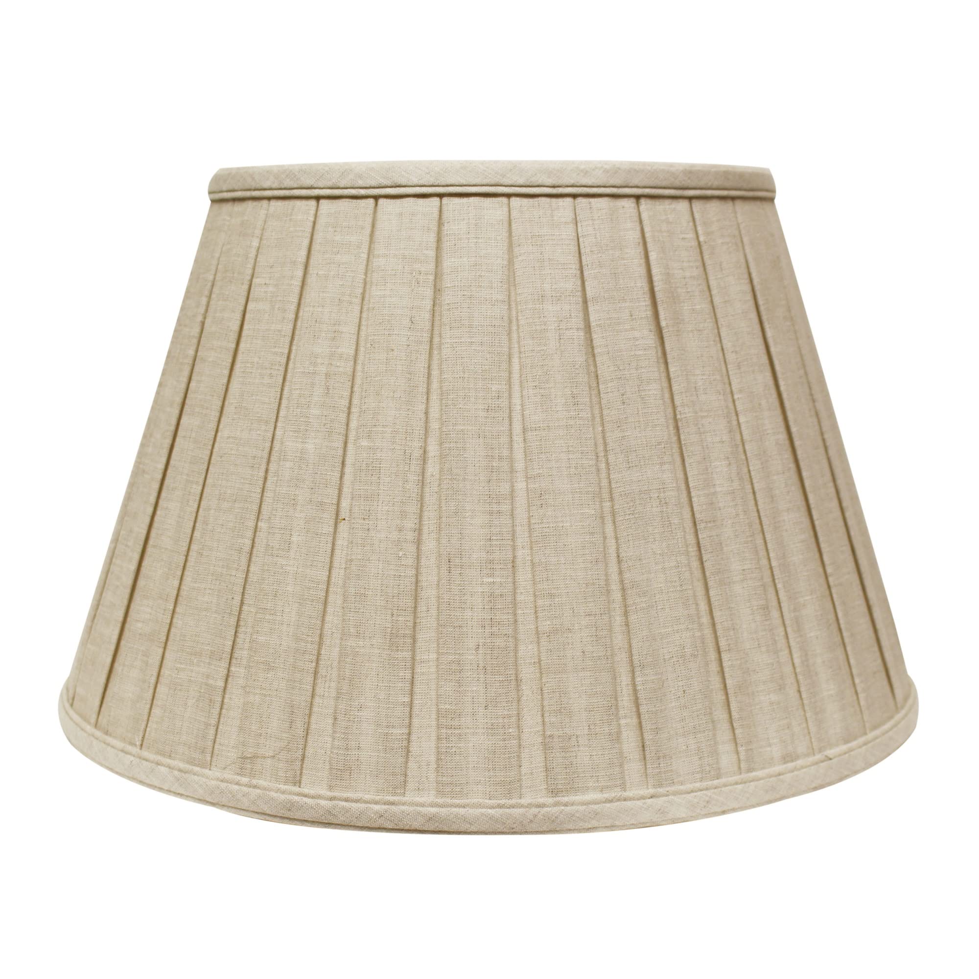 Beige Box Pleat Fabric Lampshade with Washer Fitter - Softback Cloth & Wire Design for Bedroom, Living Room, and Office Lighting Decor