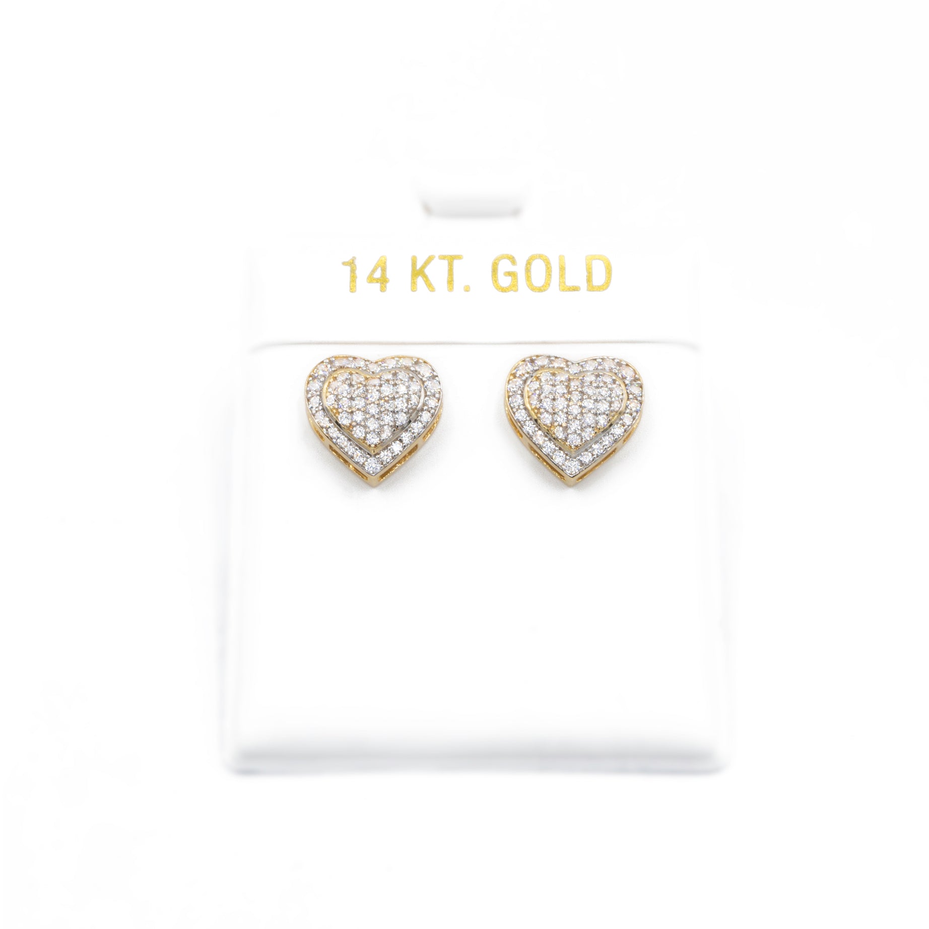 14K Gold Heart Cubic Zirconia Stud Earrings for Women - Elegant Valentine's Day Gift, Anniversary Jewelry - Perfect for Date Night & Special Occasions