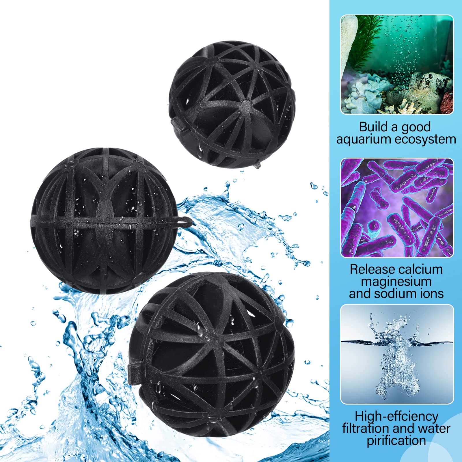 500 Pieces Black Bio Filter Balls - 1.02 Inch Aquarium & Pond Filter Media with 5 Mesh Bags - High-Efficiency Biological Filtration for Fish Tanks, Koi Ponds, and Water Gardens - Perfect for Freshwater & Saltwater Aquatic Systems