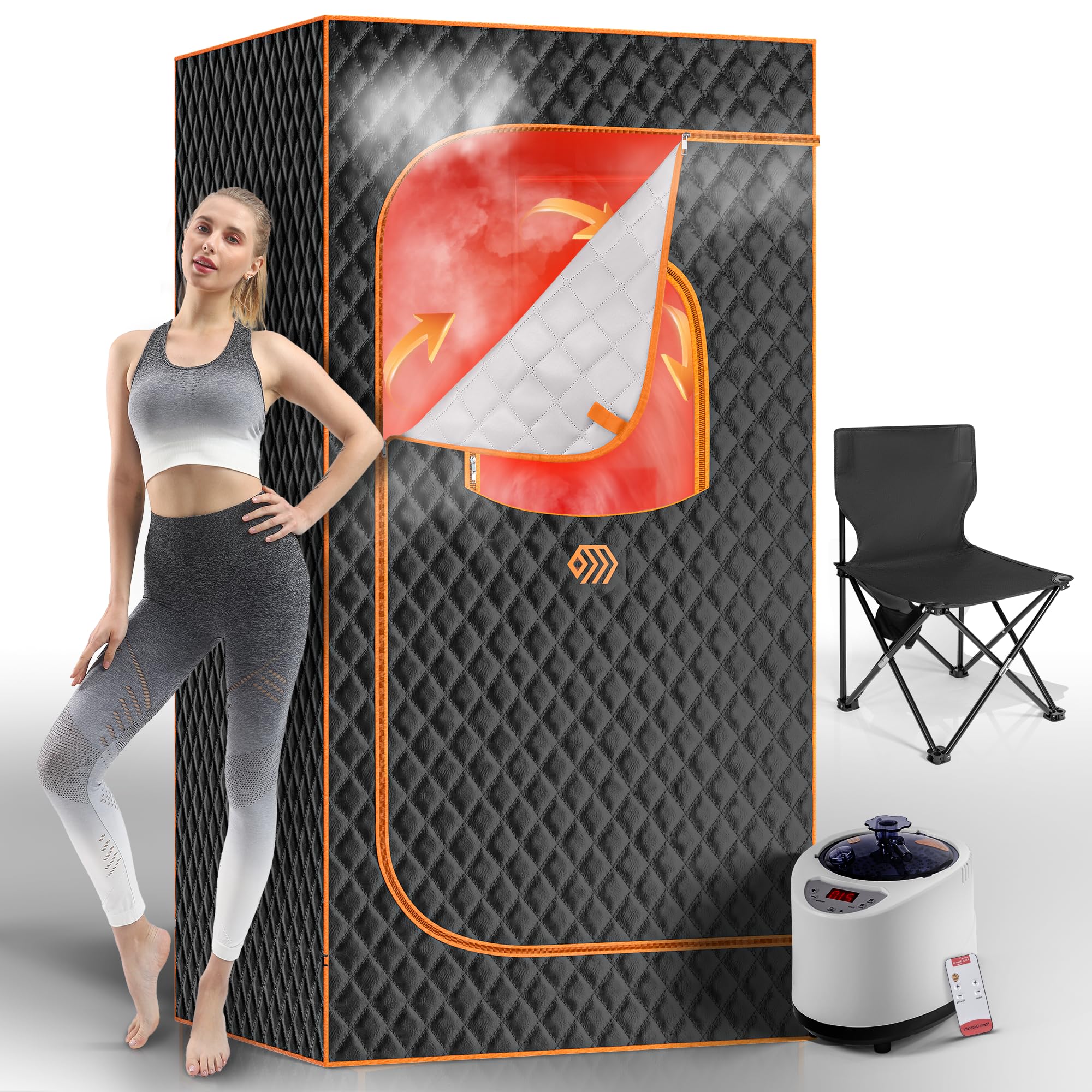 Portable Home Sauna Tent with Steamer, Remote Control, Folding Chair & Mat - Personal Steam Sauna for Relaxation, Detox & Weight Loss - Perfect for Home Spa, Yoga & Wellness Retreats