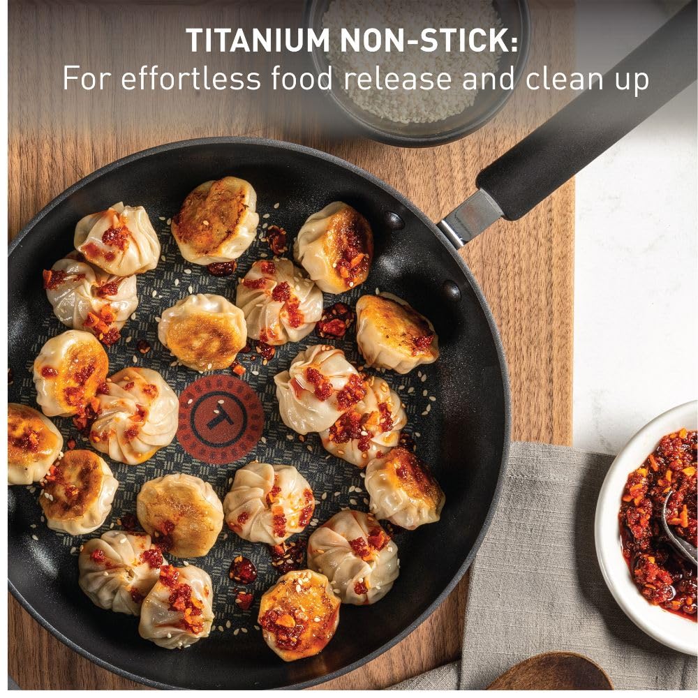 T-fal Ultimate Hard Anodized Nonstick 5-Quart Jumbo Cooker with Lid & Helper Handle - Oven & Broiler Safe to 400°F, Dishwasher Safe - Perfect for Deep Frying, Sautéing & Family Meals - Grey Cookware Set