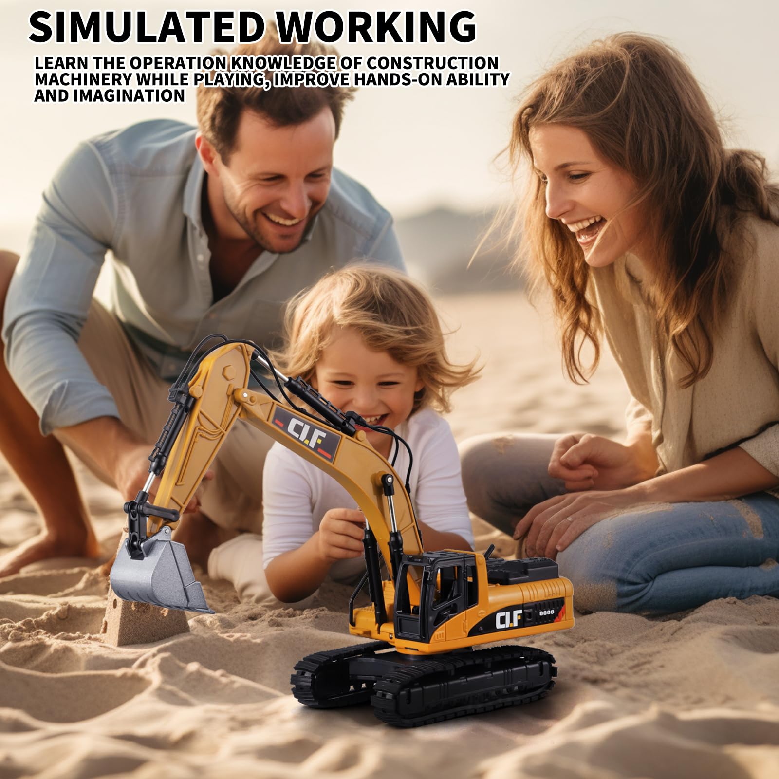 Best Digger Toys for Boys - Construction Truck & Crawler Excavator Toy with Simulated Lights - Realistic 6101A Model for Kids Ages 3-5 - Perfect for Sandbox Play, Construction Pretend & Outdoor Activities