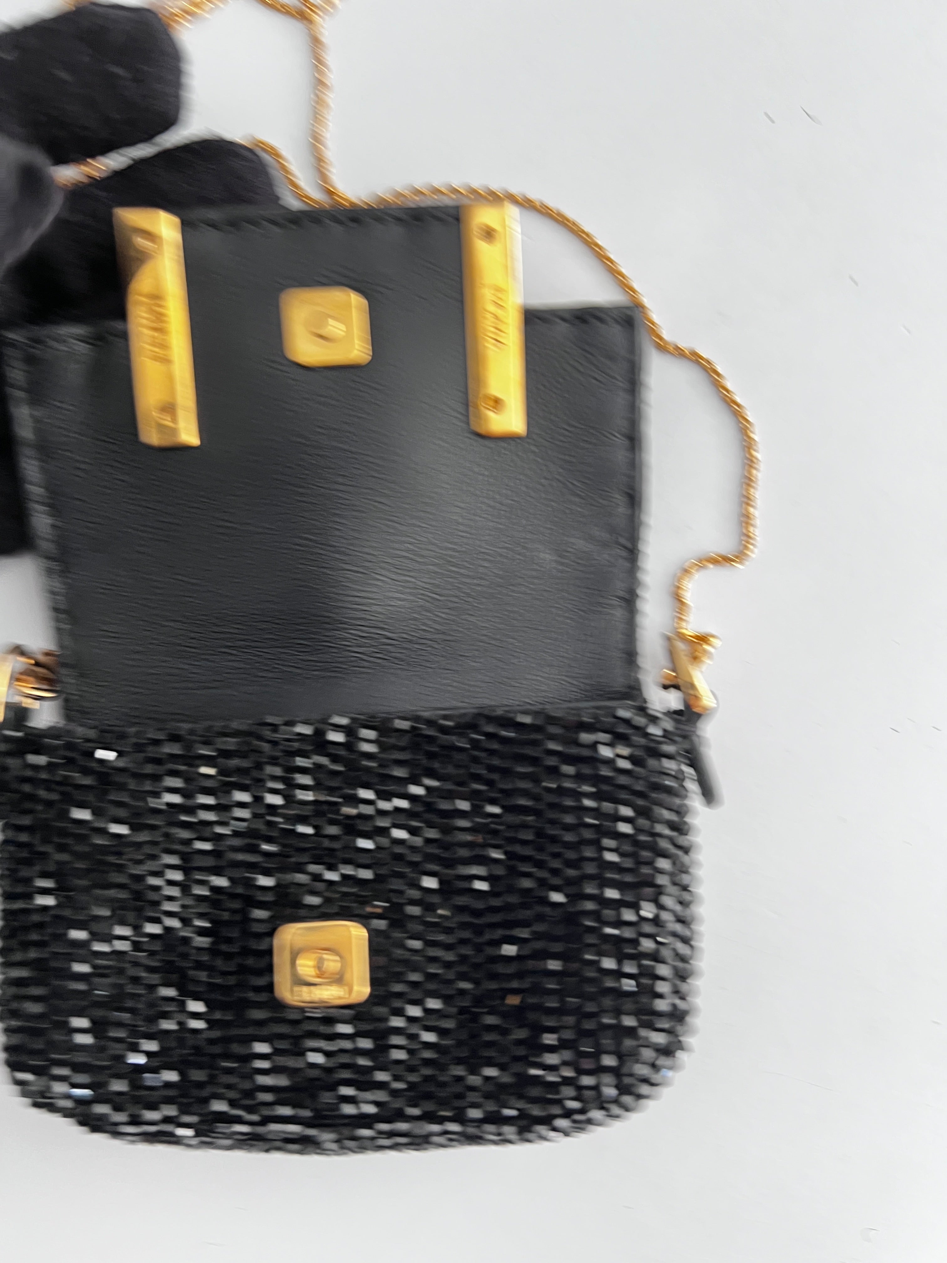 Fendi Black Beaded Nano Bag - Luxury Designer Crossbody Purse for Women | Perfect for Evening Parties, Date Nights & Special Occasions