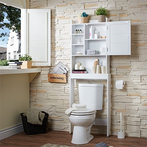 White Bathroom Cabinet Organizer with Shelf - Space-Saving Toilet Paper Storage for Bathroom, Kitchen, or Laundry Room - Perfect for Small Spaces and Home Organization