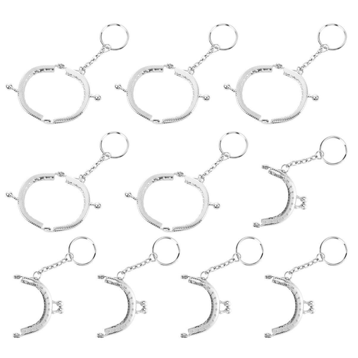Healifty 10pcs Coin Purse Frame with Keychain Holder, Kiss Clasp Lock, DIY Sewing Clutch Frames for Wallet Making - Perfect for Handmade Coin Purses, Gift Bags & Craft Projects