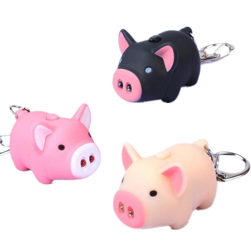 3 PCS Light Up Keychain - Cartoon Little Piggy Design with Light & Sound, Cute Stuffed Animal Keychains for Backpacks, Handbags, Kids & Women - Perfect for Gifts, Parties, and Everyday Carry