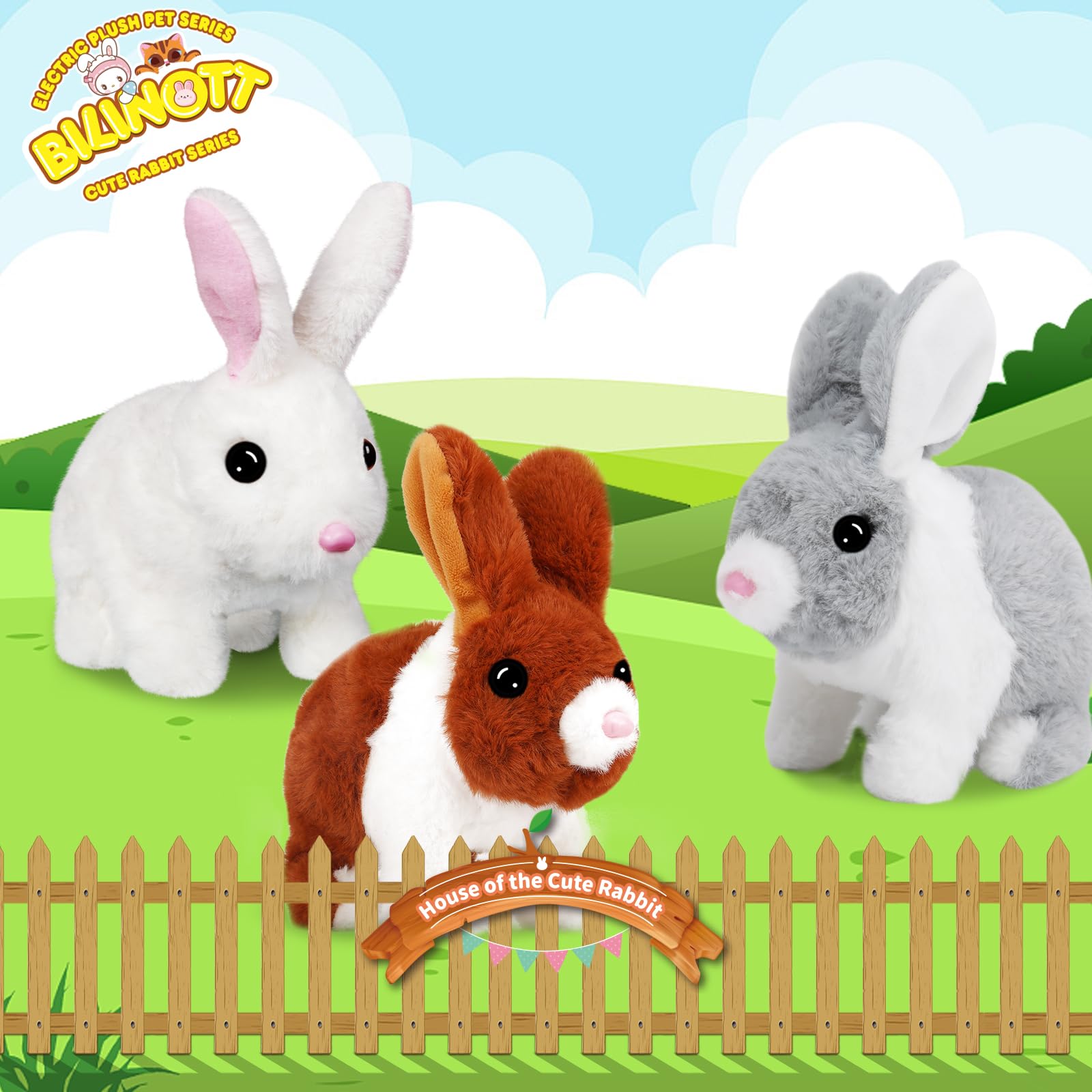 Realistic Jumping Bunny Toy for Kids - Interactive Rabbit Plush with Wiggling Ears & Moving Mouth, Best Easter Birthday Halloween Christmas Gift for Boys Girls Age 3+ | Perfect for Playtime, Nursery Decor & Holiday Celebrations