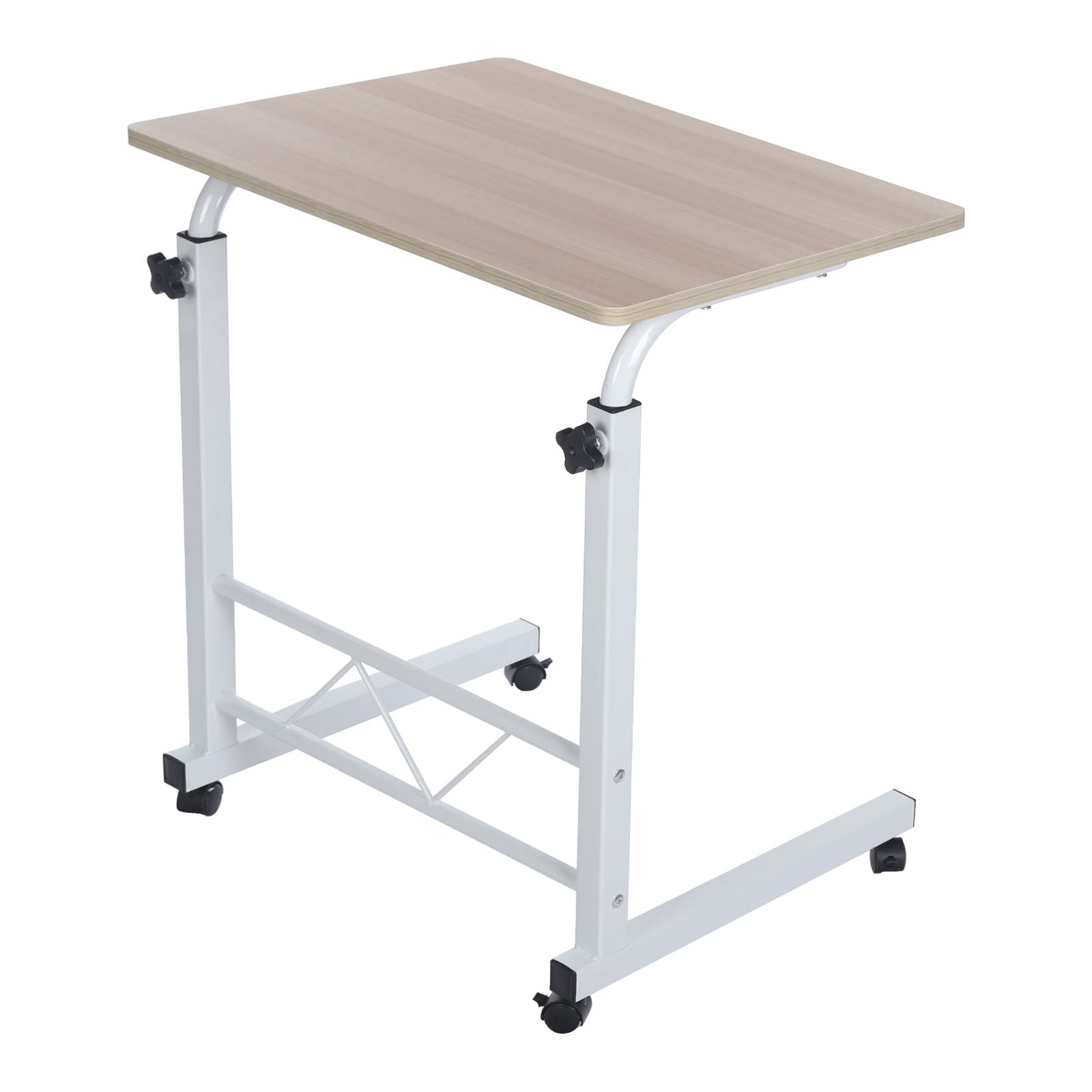 Adjustable Height Laptop End Table - Portable Mobile Desk Cart with Storage Tray, 31.5