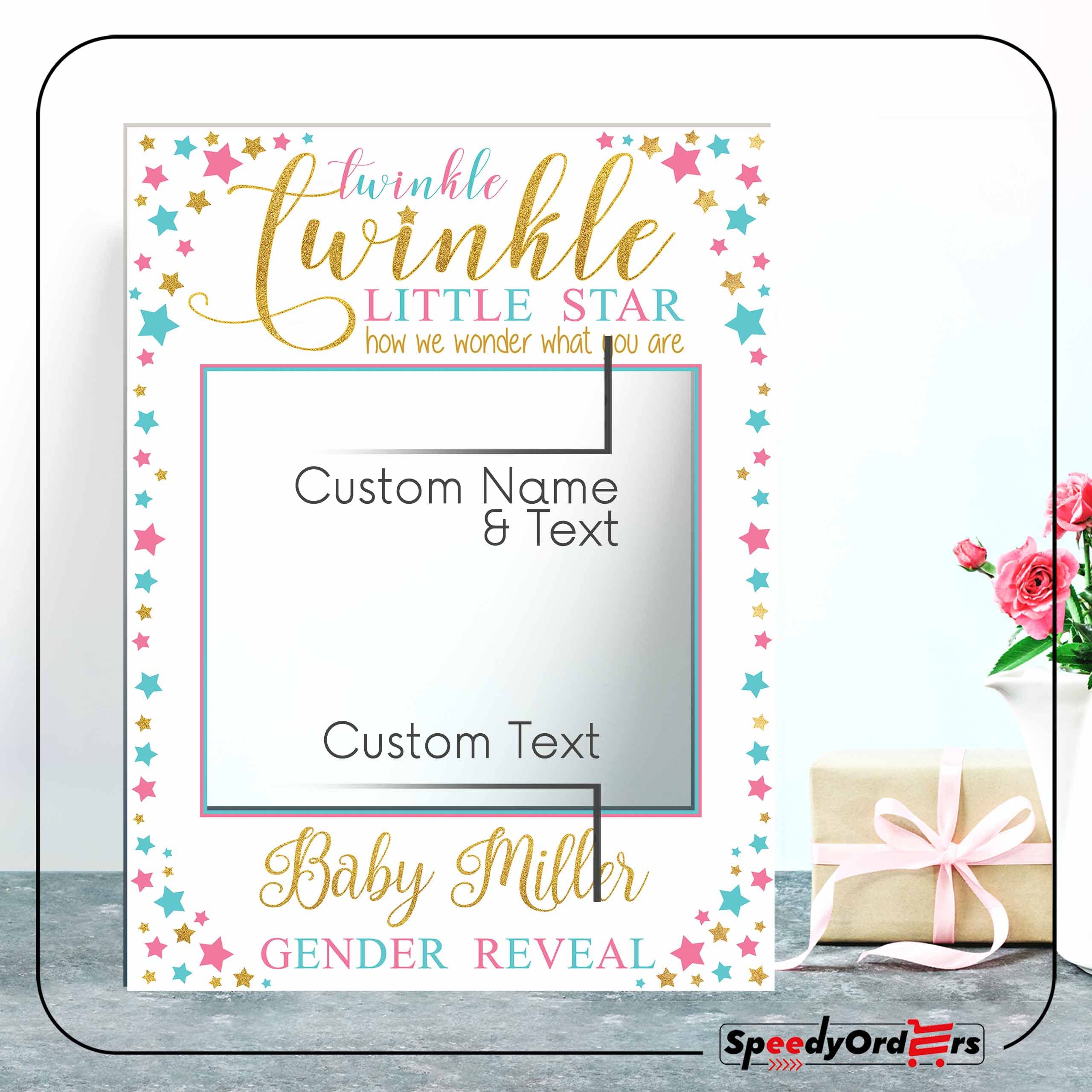 Twinkle Twinkle Little Star Baby Shower & Gender Reveal Photo Booth Frame - 36x24 & 48x32 Inch Handmade Selfie Station Props for Baby Shower Decorations & Party Supplies - Perfect for Gender Reveal Parties, Baby Showers & Photo Booths