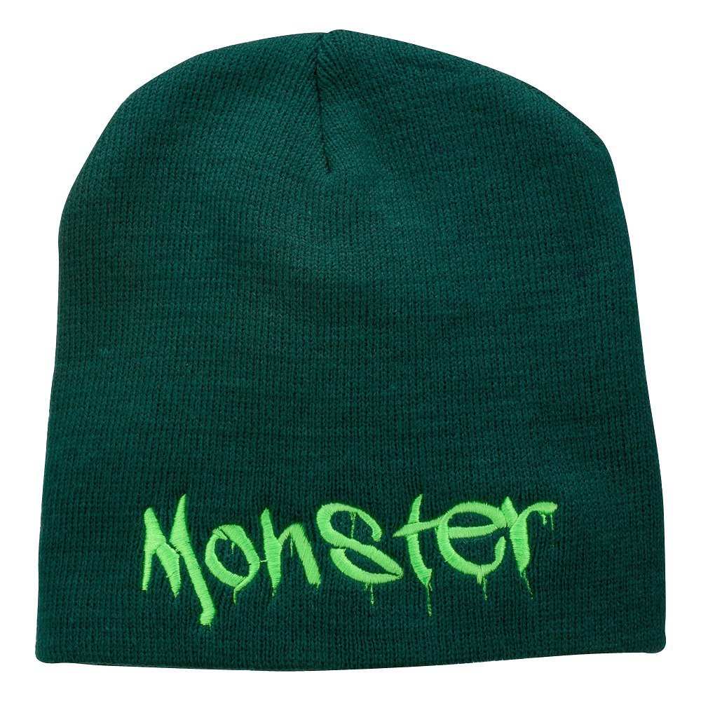 Monster Embroidered Short Beanie for Men & Women - Winter Knit Skull Cap with Fun Monster Design - Perfect for Outdoor Activities, Sports, and Cold Weather Fashion