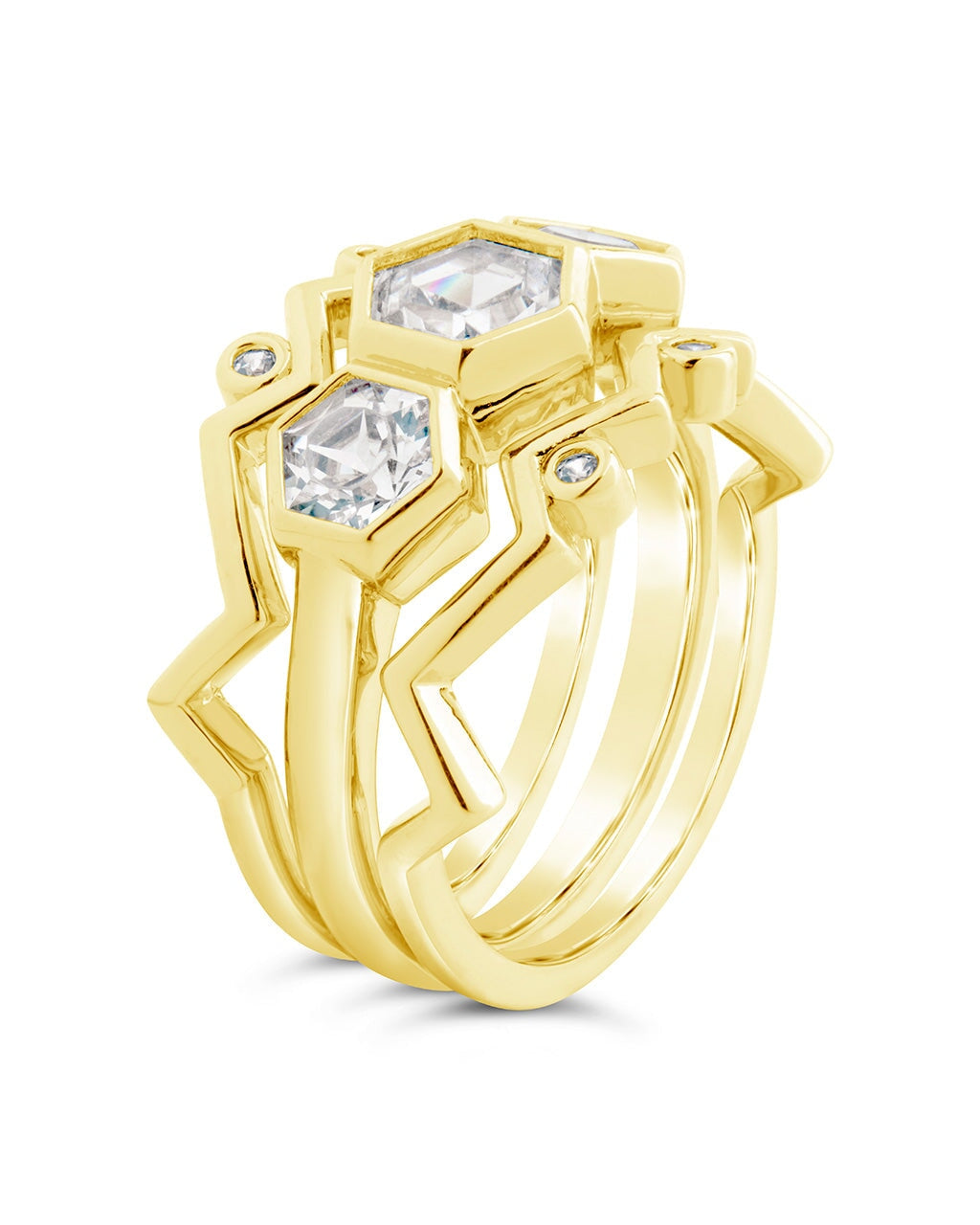 CZ Stacking Ring Set of 3 - Sterling Silver Adjustable Rings for Women - Perfect for Layering, Everyday Wear & Gift Giving