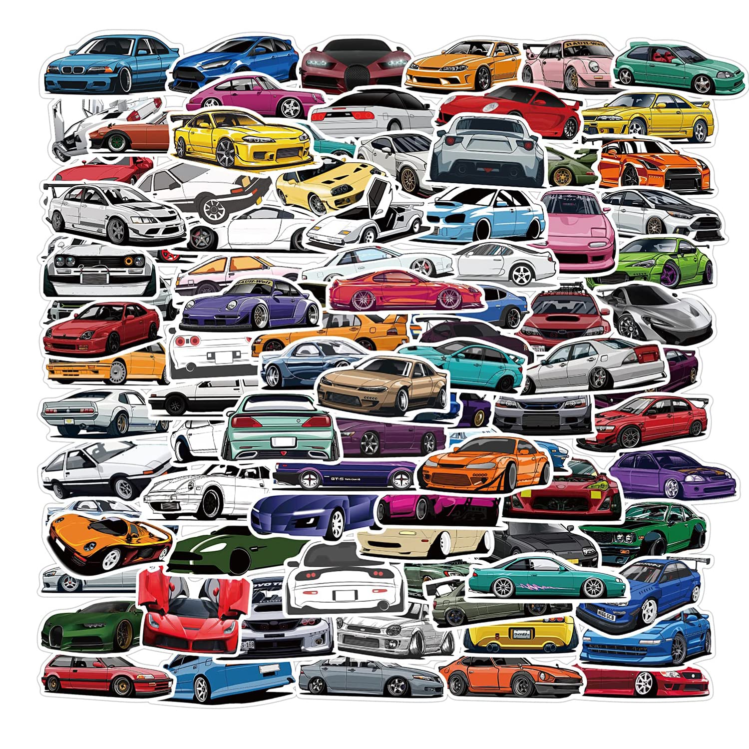 100 PCS Sport Car Decals - Waterproof Vinyl Stickers for Water Bottles, Laptops, Cars & More - Cute Racing Stickers for Kids, Teens, Adults - Perfect Gift for Car Lovers (Great for DIY Projects, School Supplies & Personalizing Belongings)