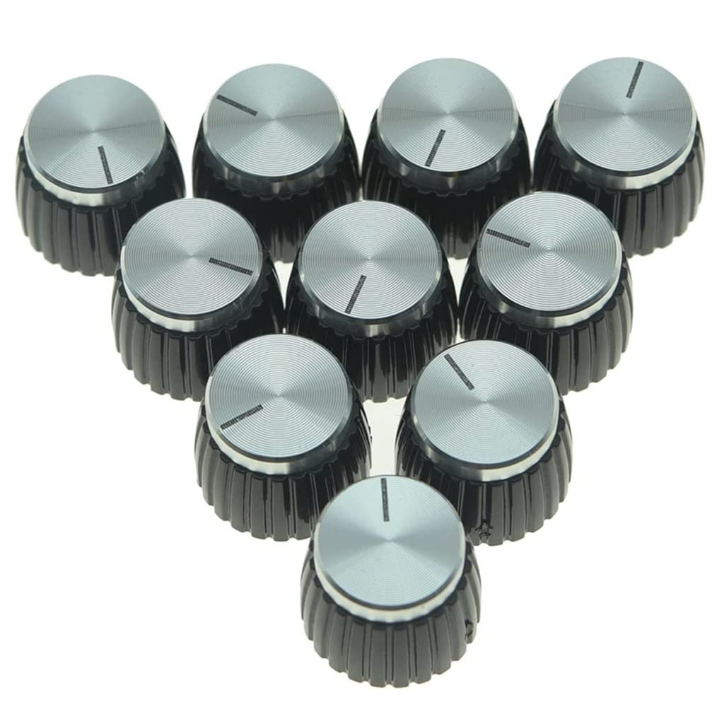20Pcs Aluminum Guitar Amp Knobs - 6mm Push-On Fit for Amplifiers & Effects Pedals - Durable Replacement Control Knobs for Musicians & DIY Guitar Mods - Perfect for Stage, Studio & Home Use