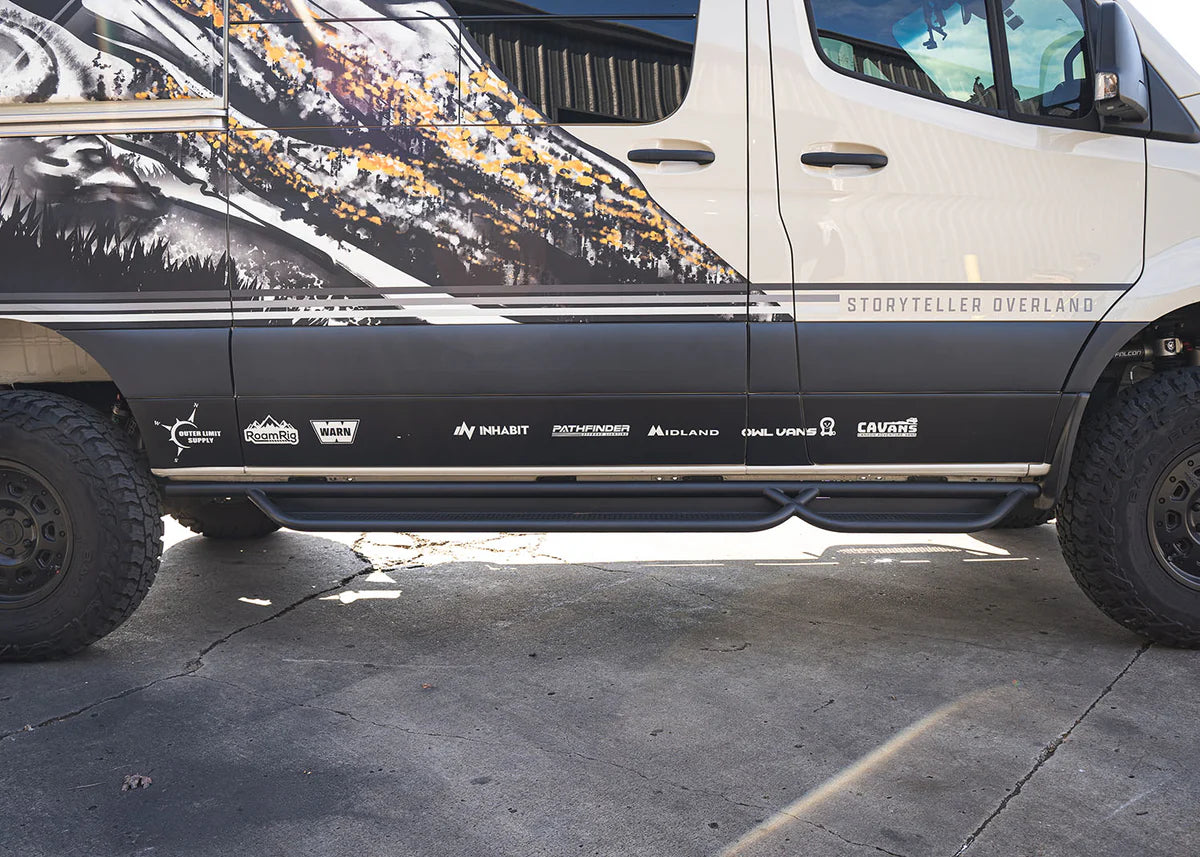 ROAMBUILT Tubular Side Step for 2007-2023 Mercedes Sprinter Van - Passenger Side Running Board - Easy Installation & Durable Design - Perfect for Camping, RV & Van Life Adventures