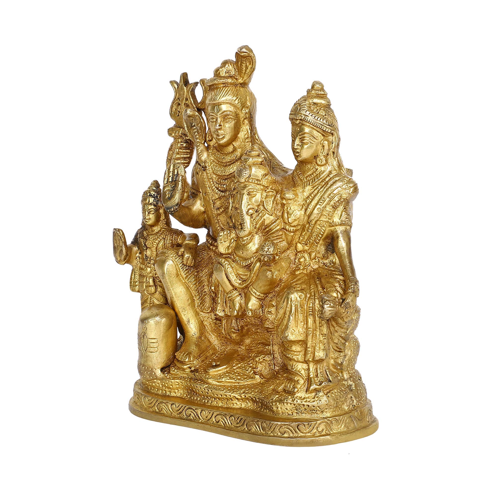 Handcrafted Brass Statue of Lord Shiva, MATA Parvati, Ganesha & Kartikeya - Hindu God Idol for Pooja Mandir, Home Decor & Spiritual Gifts - Perfect for Meditation, Worship & Indian Festival Celebrations