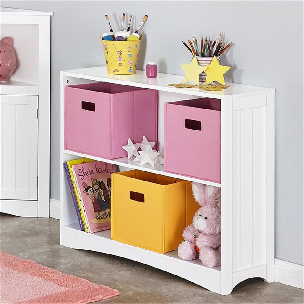 RiverRidge 3-Tier White Wooden Bookshelf - Horizontal Bookcase for Living Room, Bedroom & Office Storage | Modern Shelf for Books, Decor & Organizing