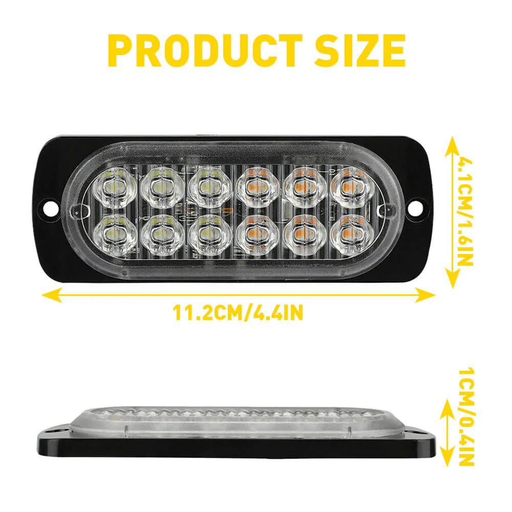 12pcs Waterproof LED Emergency Strobe Light Bars for Trucks, Vans, SUVs & Off-Road Vehicles - Durable Safety Warning Lights for Emergency Vehicles, Construction, Towing & Night Driving
