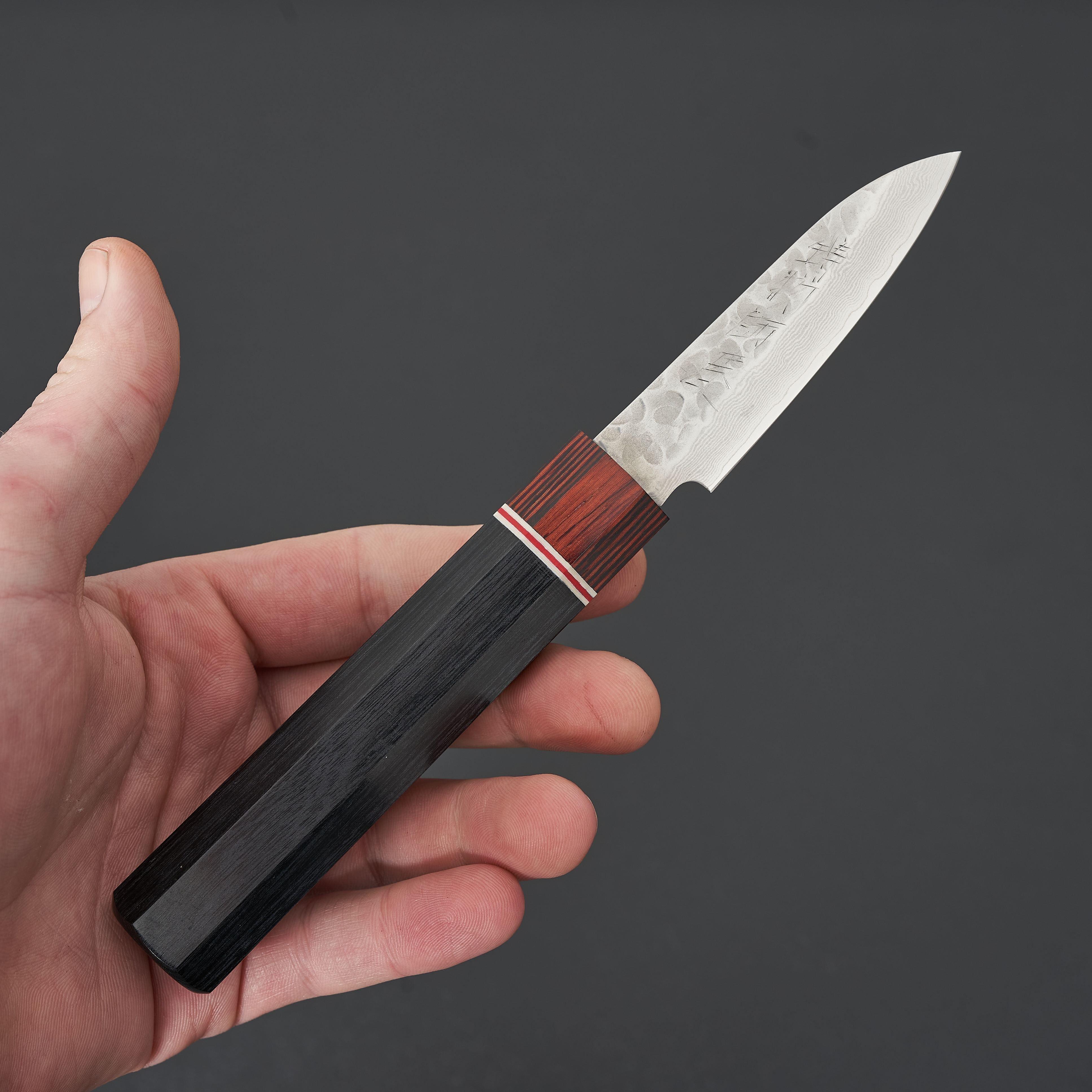 Hitohira Imojiya ST Tsuchime Damascus Paring Knife 75mm - Premium Japanese Kitchen Knife for Peeling, Slicing & Precision Cutting