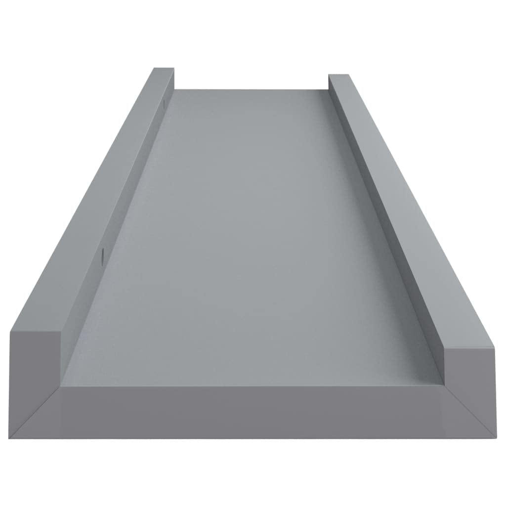Floating Shelf Wall Mount - Set of 2 Gray MDF Shelves 15.7x3.5x1.2 Inches - Space Saving Storage for Bedroom, Living Room, Bathroom, Kitchen & Office - Perfect for Displaying Books, Decor & Picture Frames