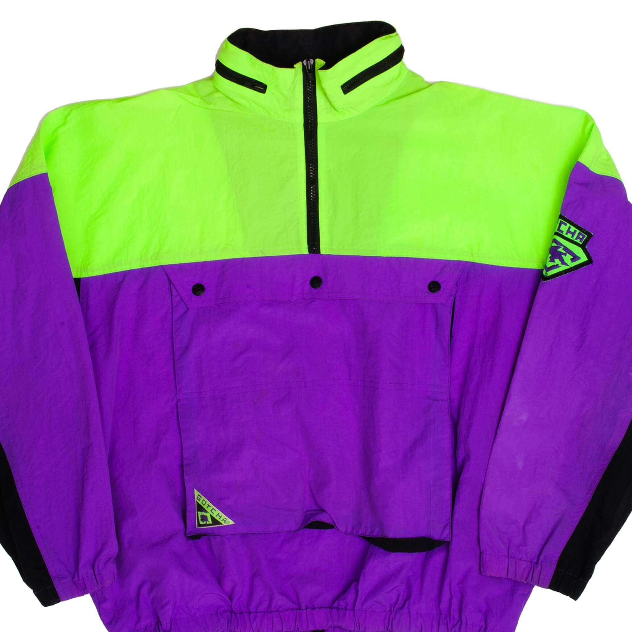 Vintage Gotcha Surf Shell Jacket 1990s - Medium Size - Retro Surfing Windbreaker for Men & Women - Perfect for Beach, Surfing, and Outdoor Adventures
