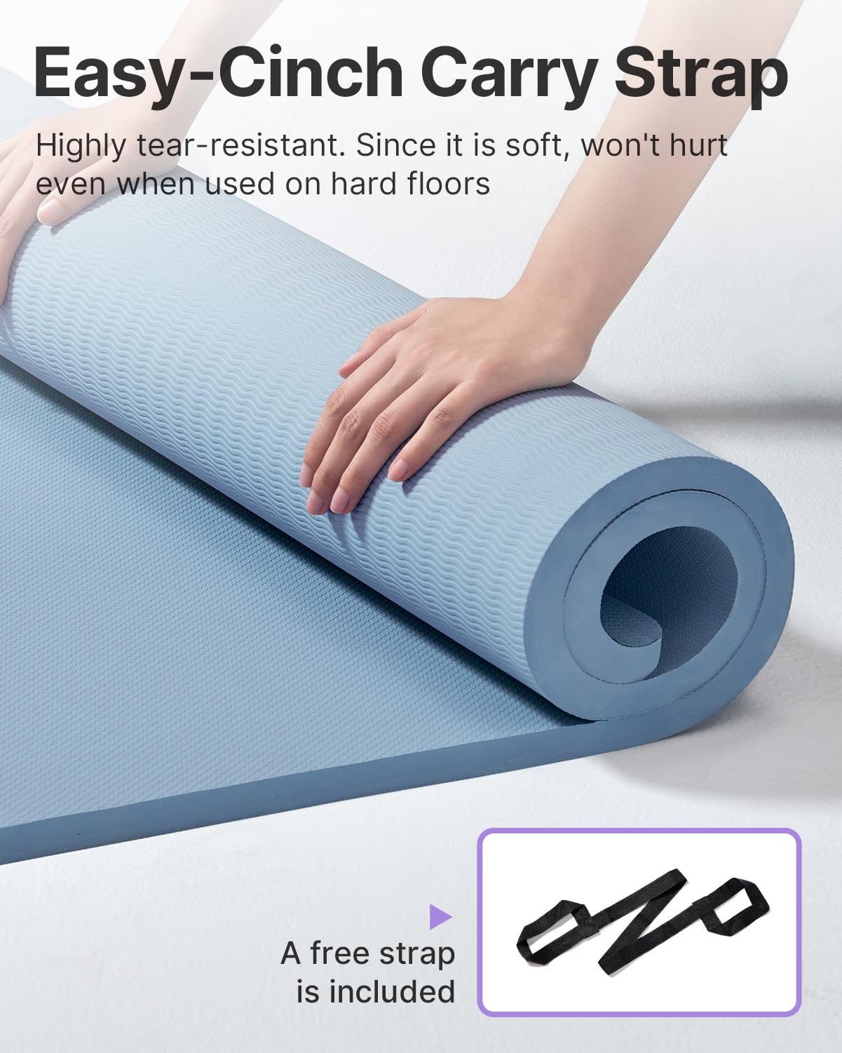 YOTTOY Extra Thick 1 Inch TPE Yoga Mat - Non-Slip Professional Exercise Mat for Yoga, Pilates, Fitness & Home Workouts | Includes Carrying Strap | Perfect for Home Gym, Studio & Outdoor Yoga Sessions