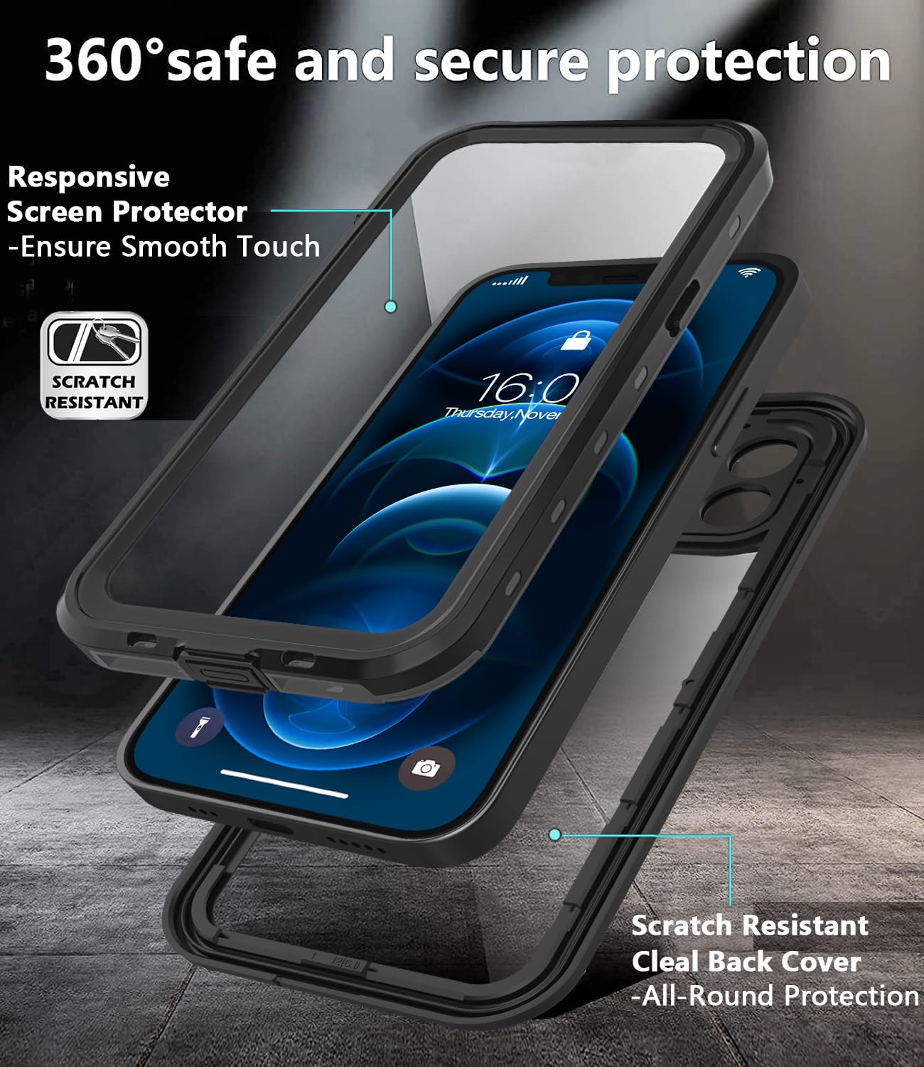 **iPhone 12 Pro Max Waterproof Case - Shockproof, Dustproof, Full Body Protection with Built-in Screen Protector | 6.7