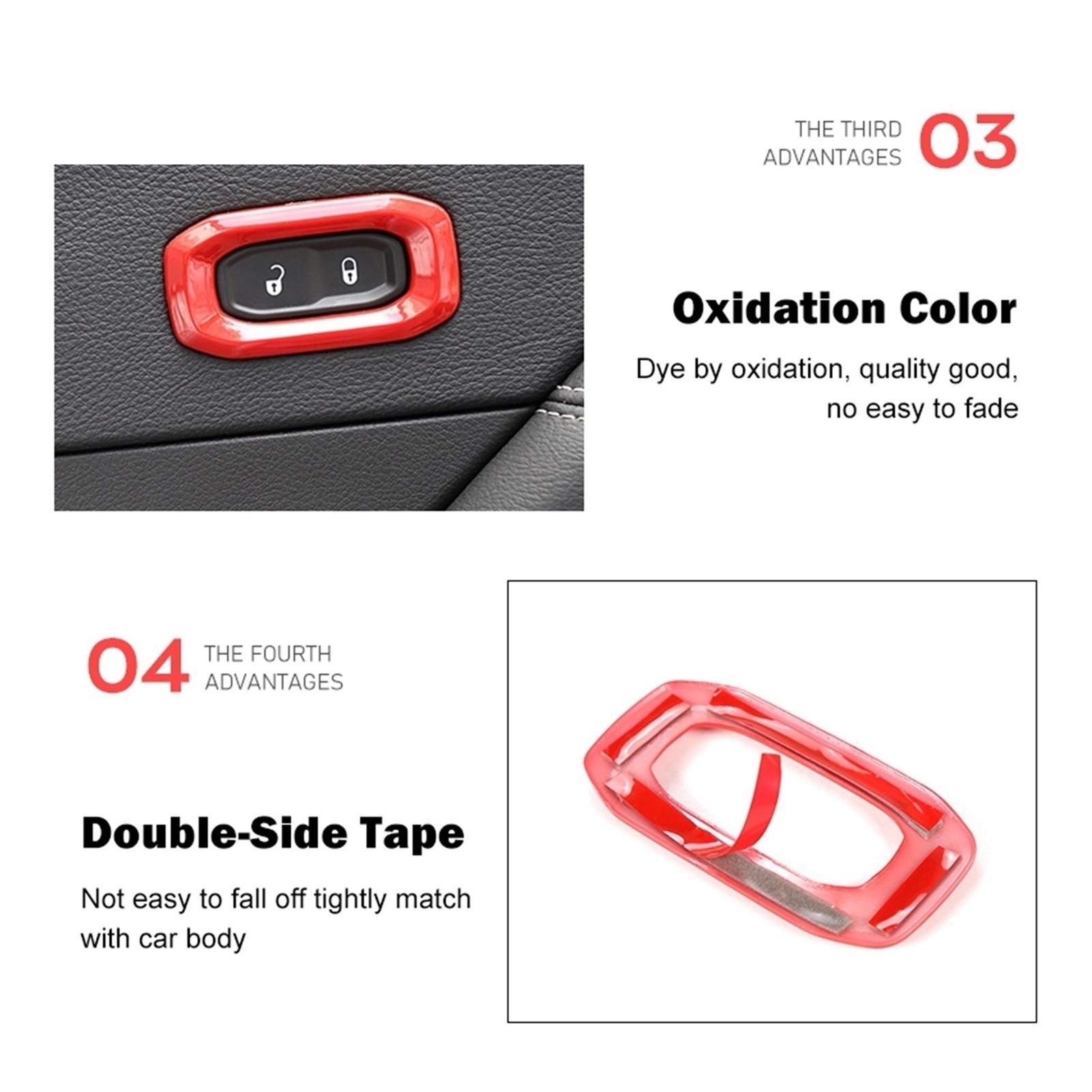 Red Carbon Fiber Car Door Lock Switch Button Stickers for Jeep Gladiator JT & Wrangler JL 2018+ - Interior Accessories Upgrade for Enhanced Style & Protection (Perfect for Off-Roading, Daily Commute & Car Shows)